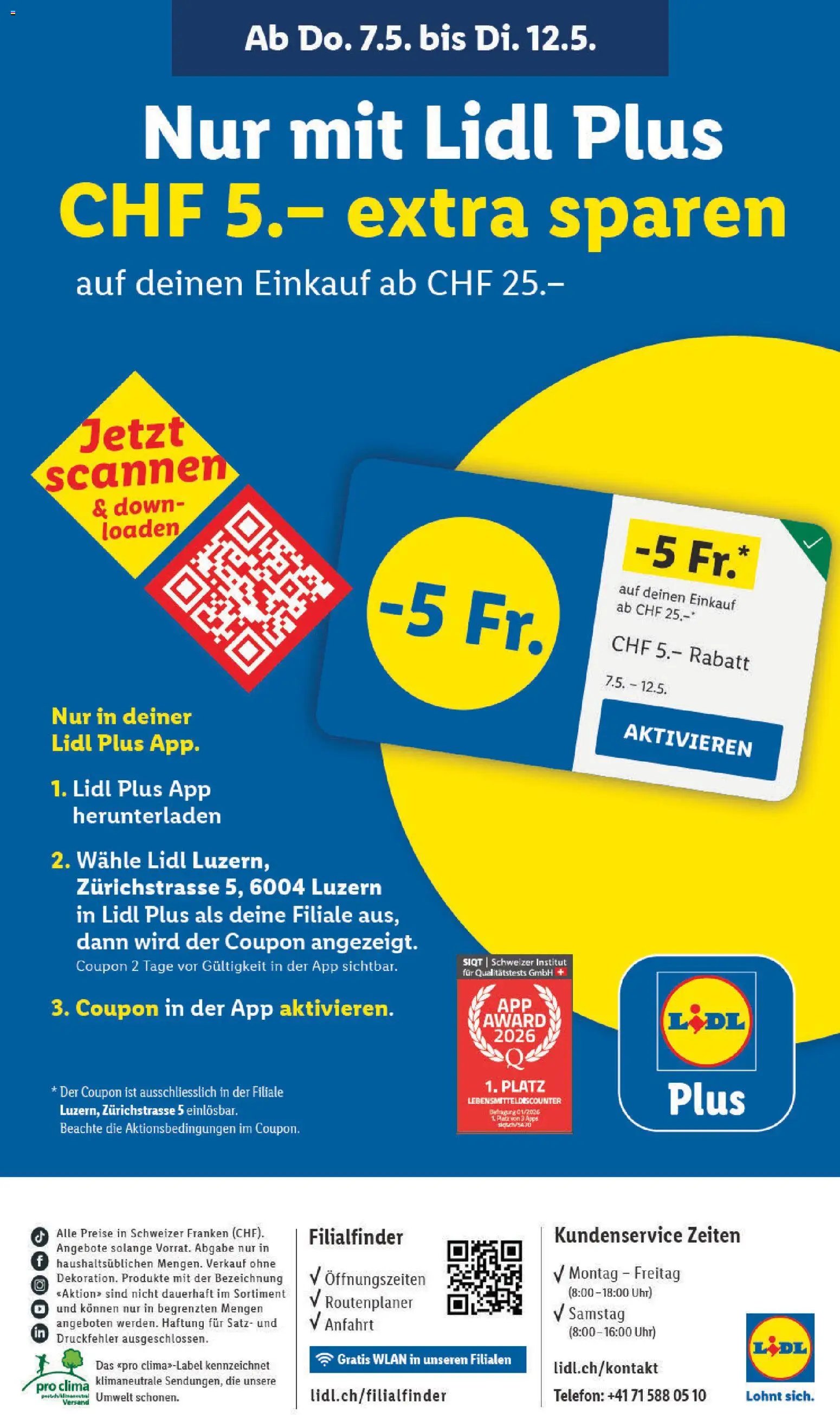 Lidl Aktionen Neueröffnung Luzern (2026-05-07 - 2026-05-12)
