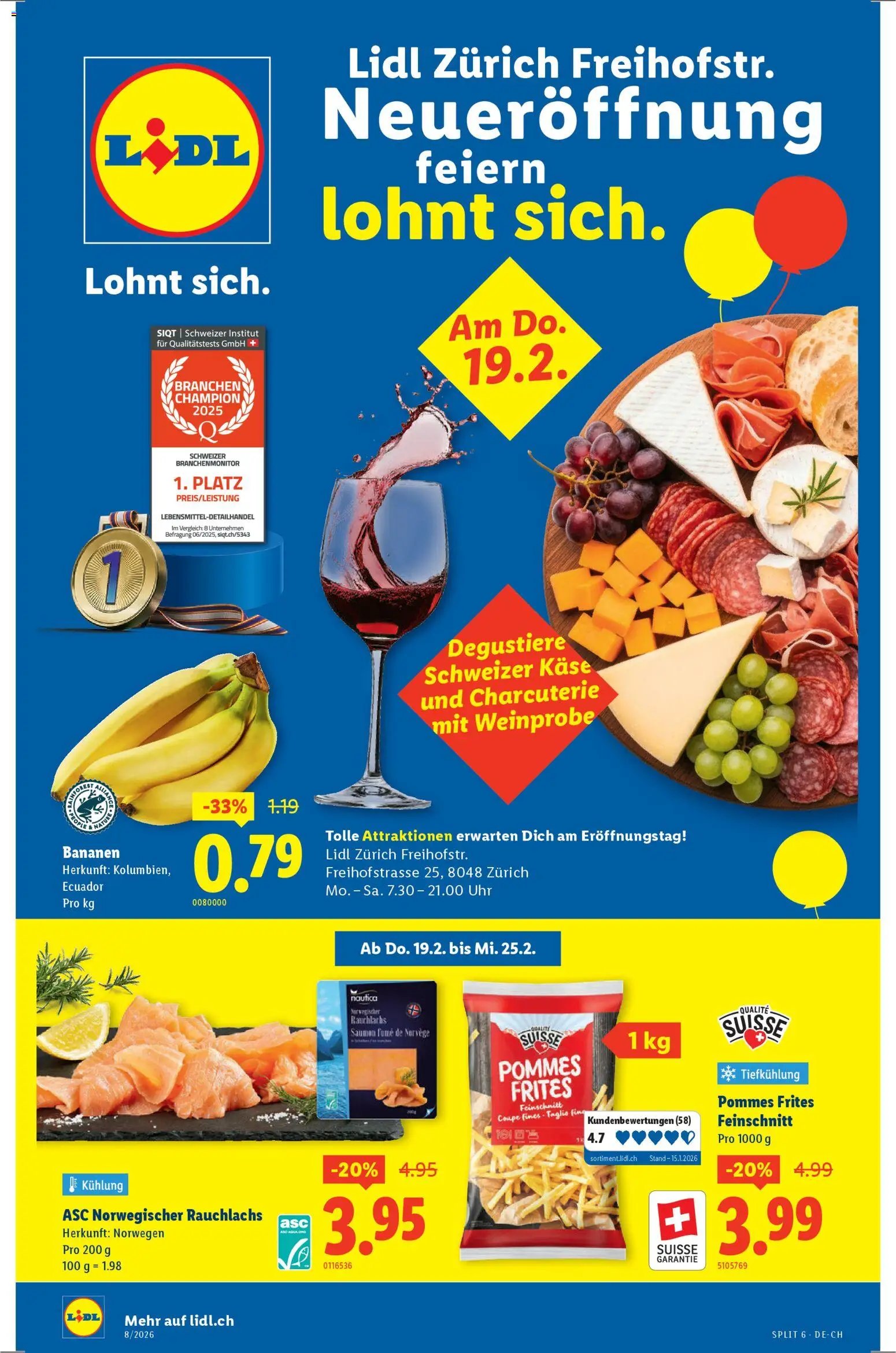 Lidl Aktionen Neueröffnung Zürich (2026-02-19 - 2026-02-25)