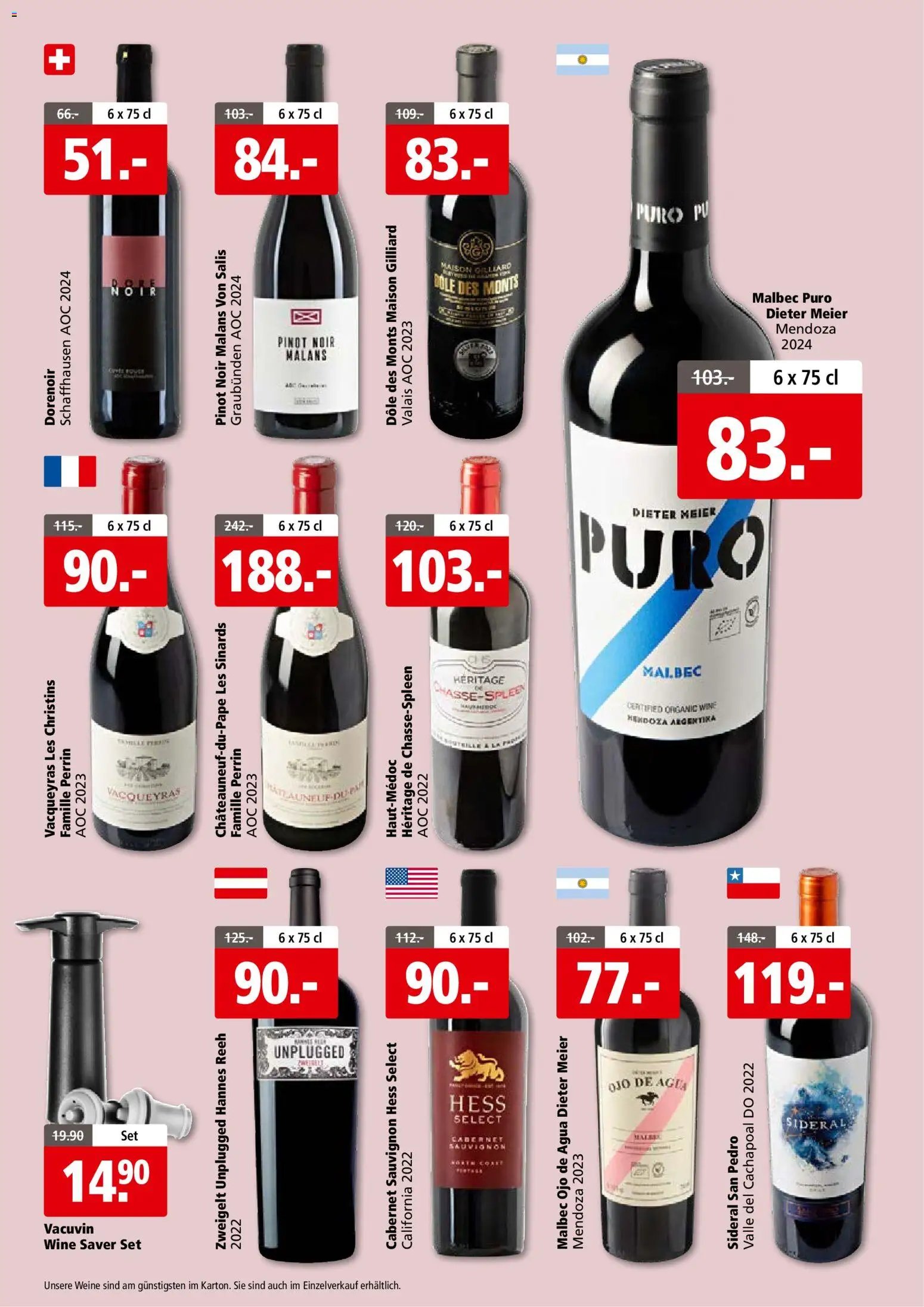 Aligro aktionen Wein Schlieren, Gossau SG, Frauenfeld, Rapperswil-Jona, Sargans, Bern (2026-05-25 - 2026-06-06)