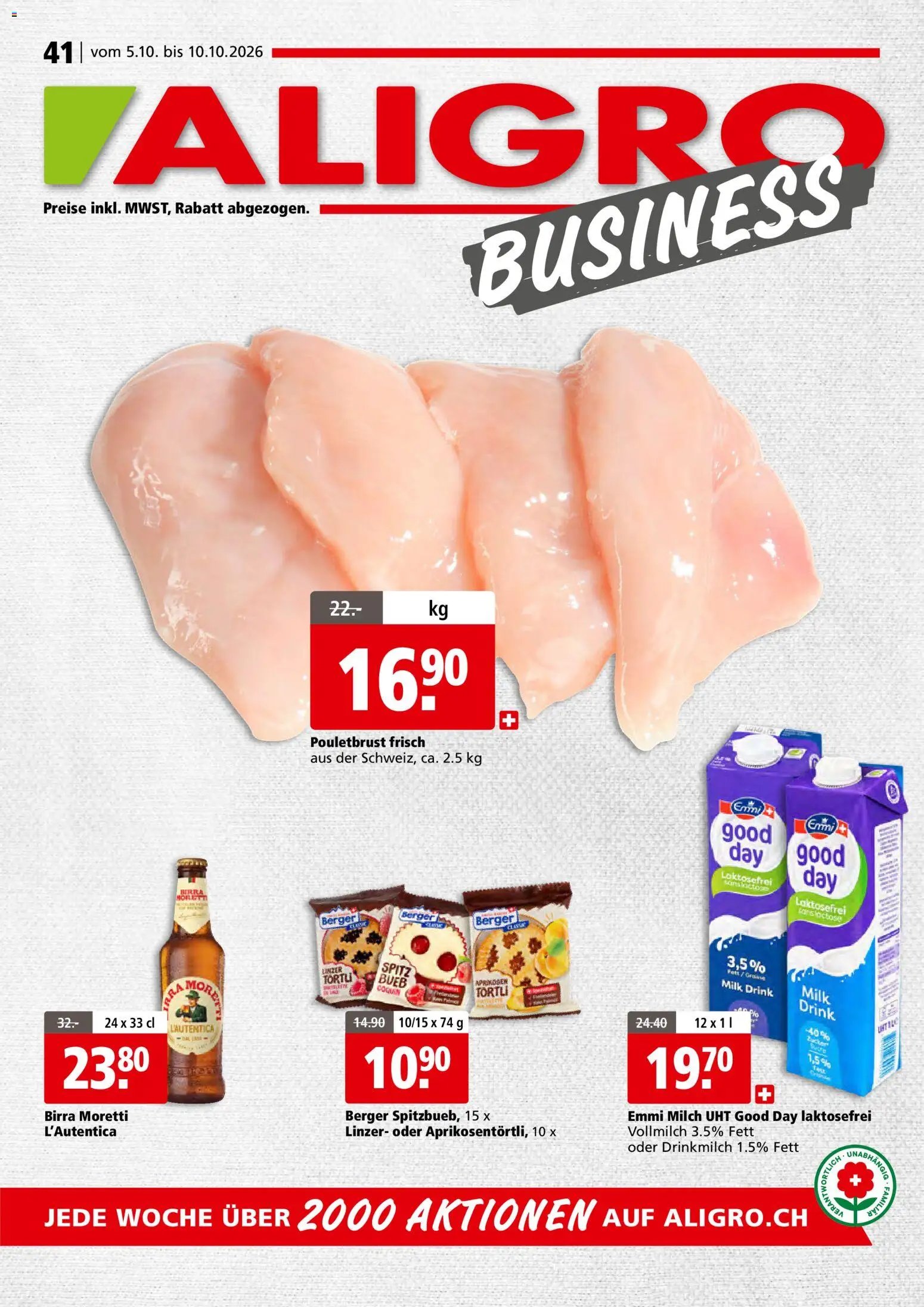 Aligro aktionen Business Schlieren, Gossau SG, Frauenfeld, Rapperswil-Jona, Sargans, Bern