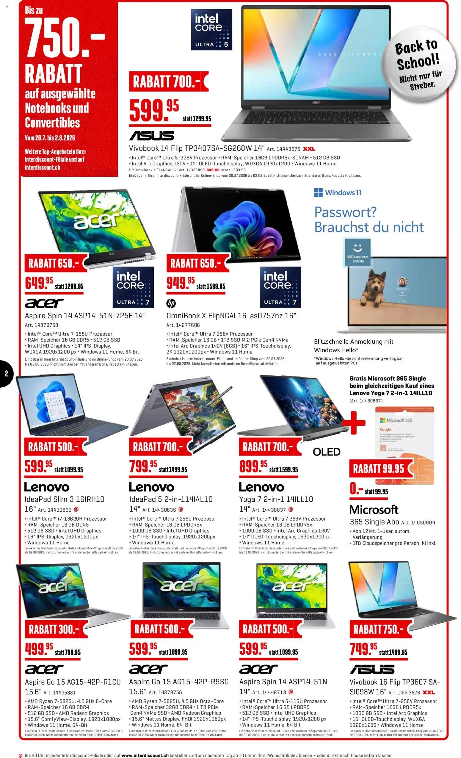 Interdiscount aktionen Back to school