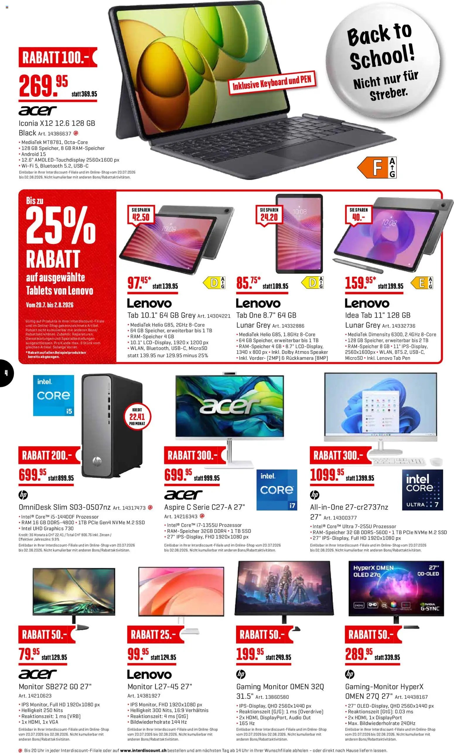 Interdiscount aktionen Back to school