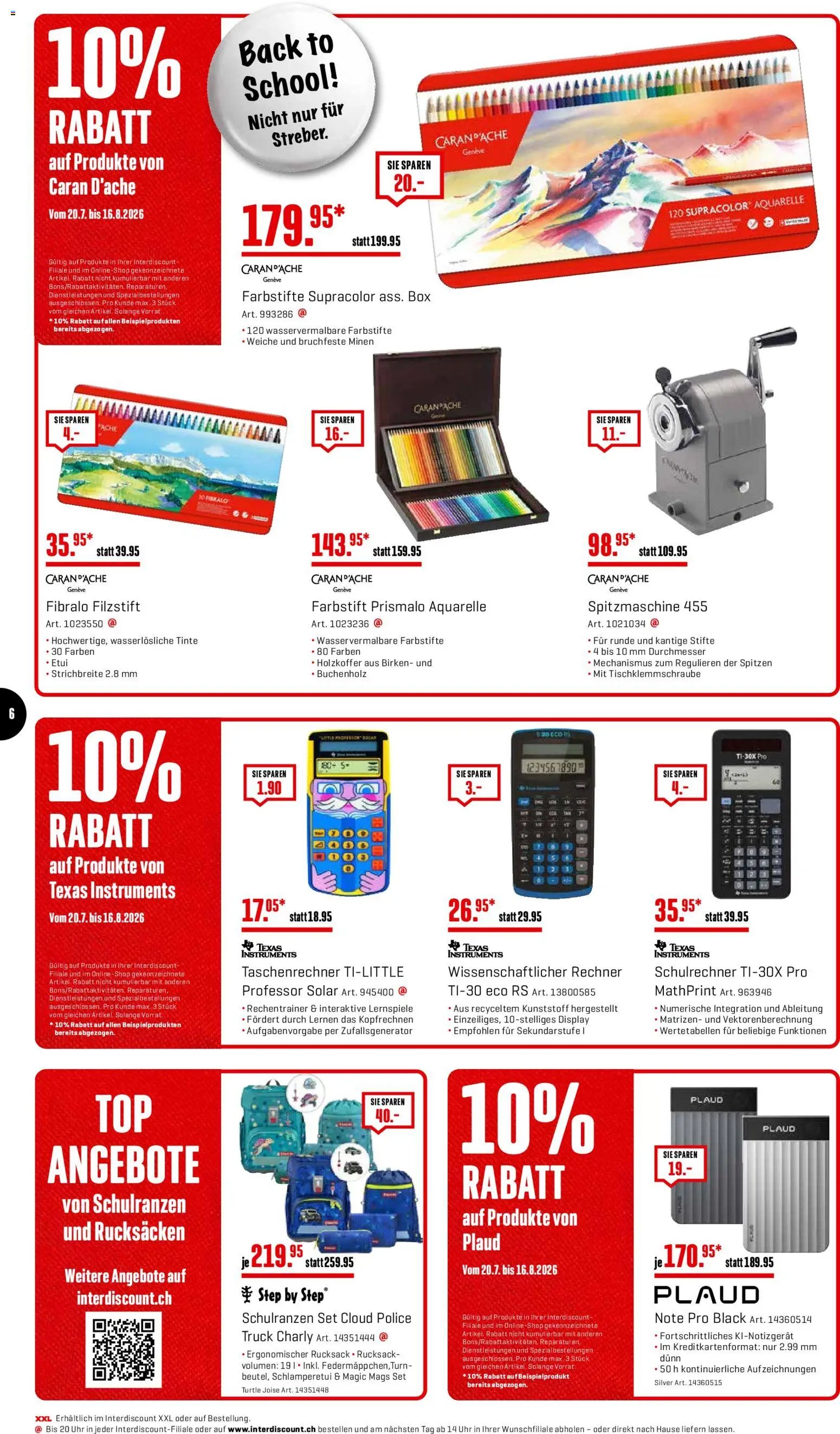 Interdiscount aktionen Back to school