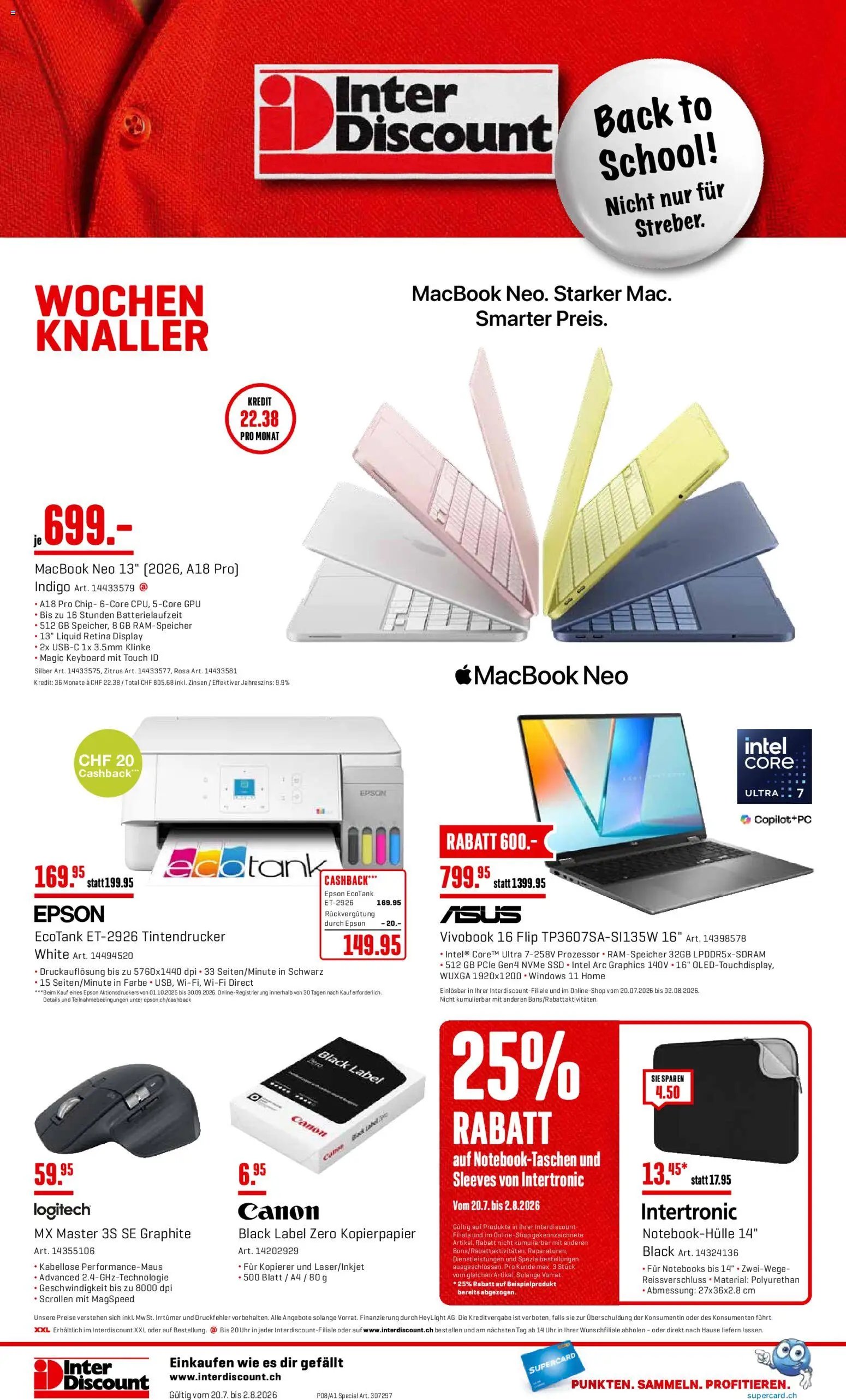 Interdiscount aktionen Back to school