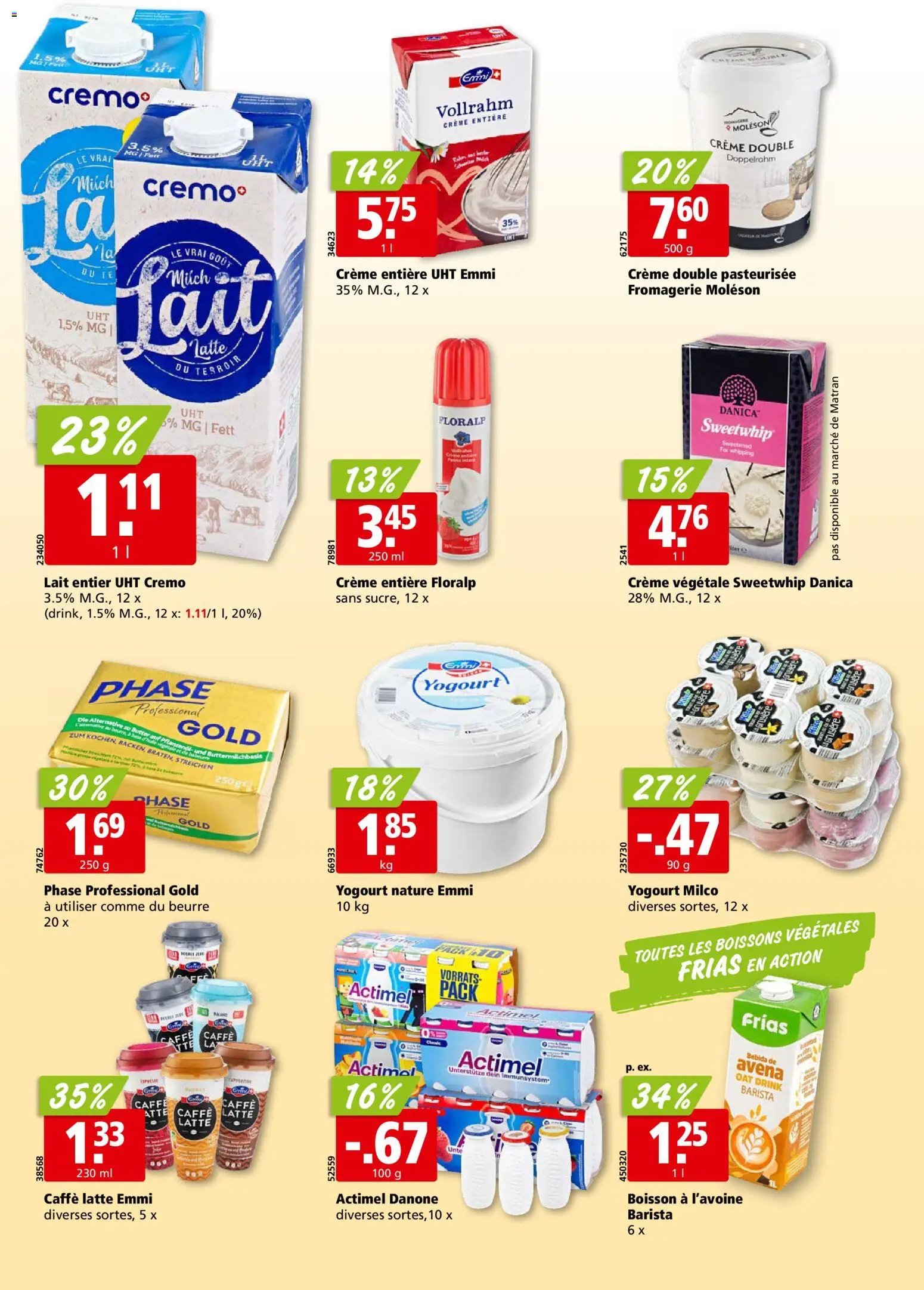 Aligro aktionen Chavannes, Matran, Genève, Sion