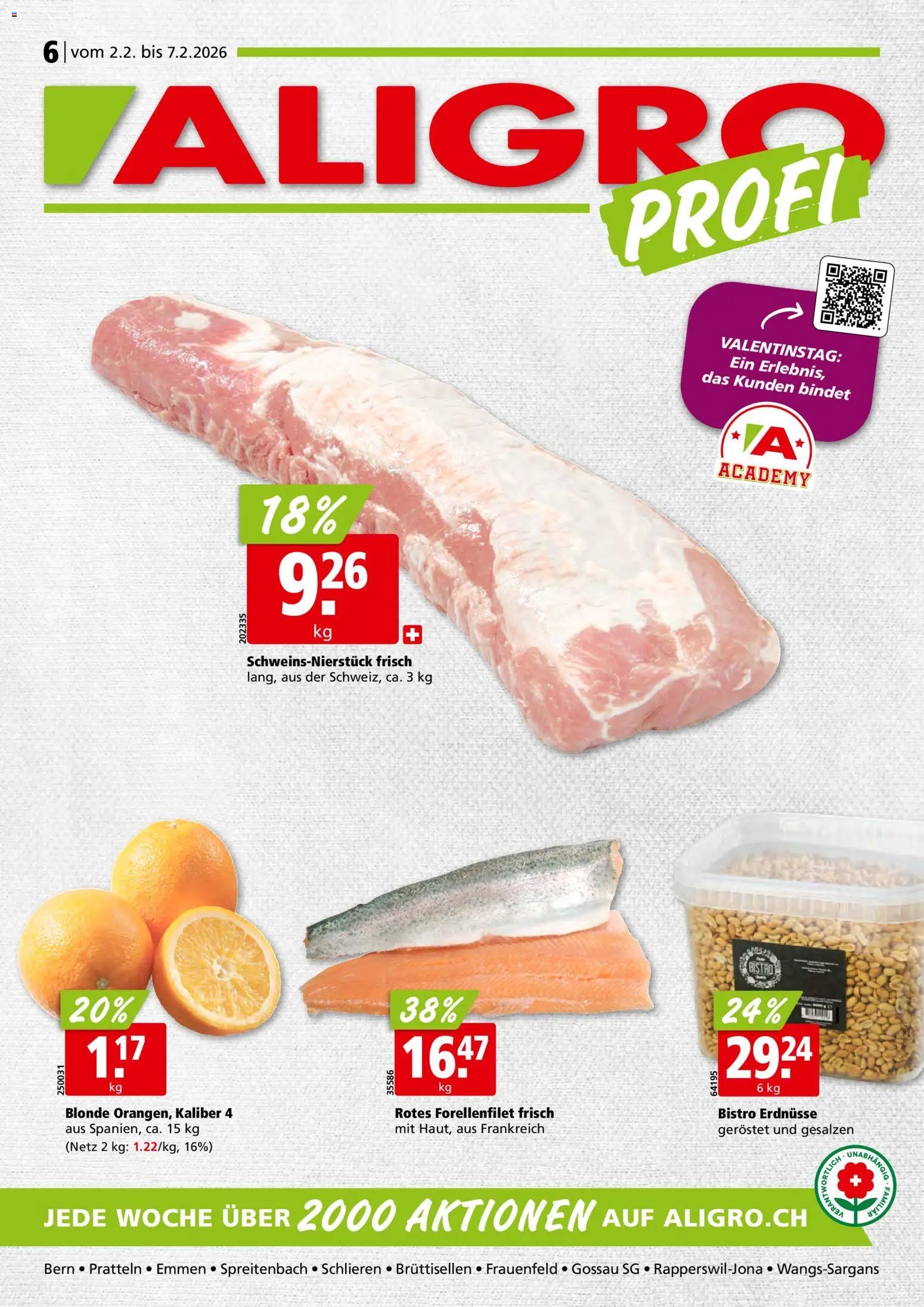 Aligro Aktionen Schlieren, Gossau SG, Frauenfeld, Rapperswil-Jona, Sargans, Bern, Brüttisellen, Pratteln, Emmen, Spreitenbach (2026-02-02 - 2026-02-07)