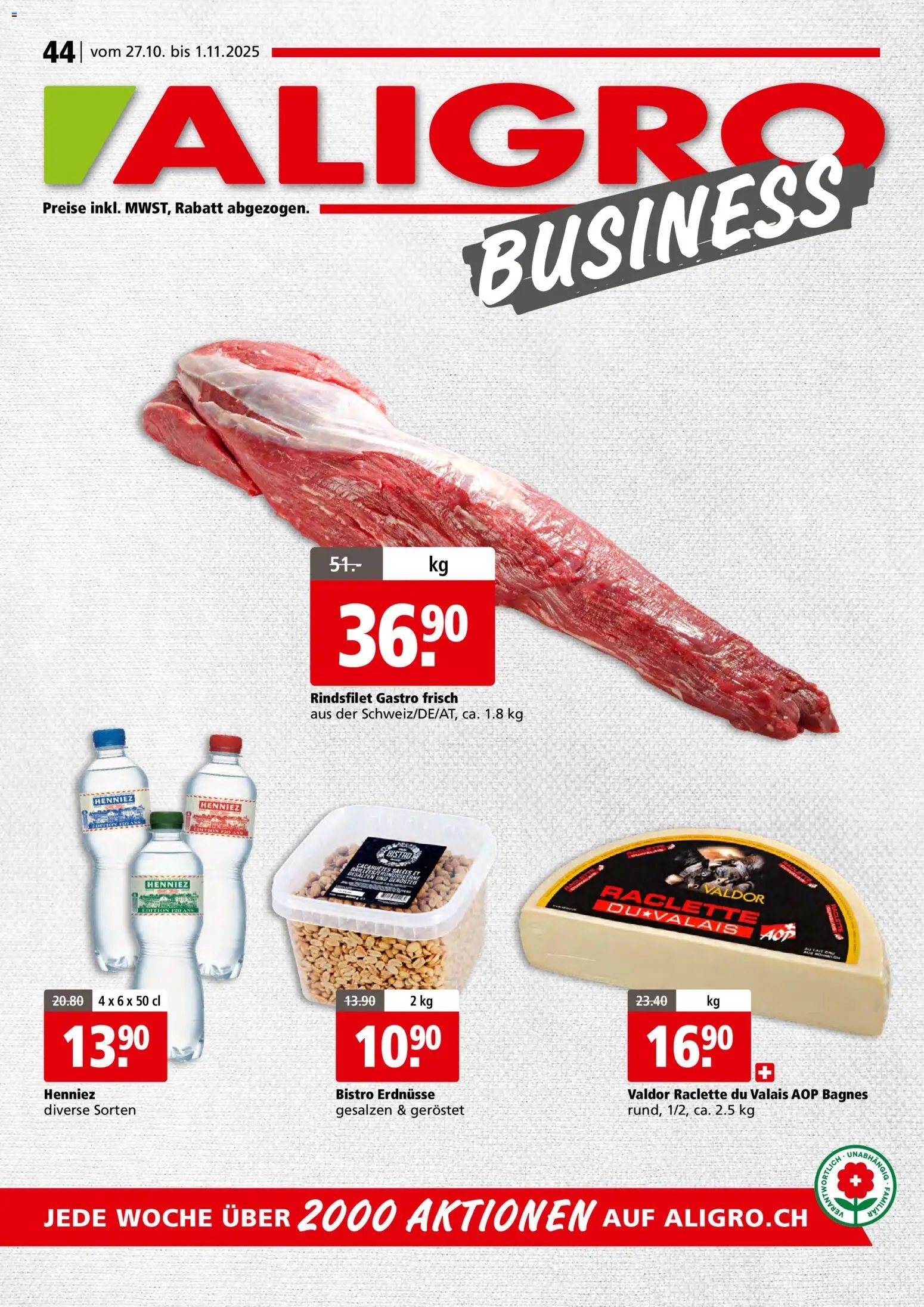 Aligro Aktionen Businesskunden - Chavannes, Matran, Genf, Sitten (2025-10-27 - 2025-11-01) | 1