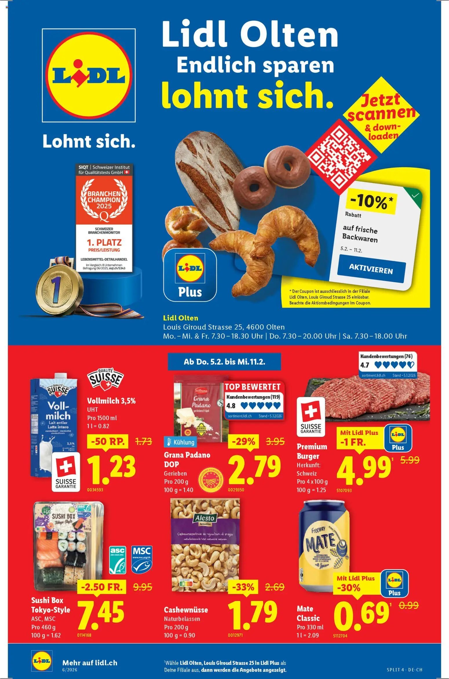 Lidl Aktionen Neueröffnung Olten (2026-02-05 - 2026-02-11)