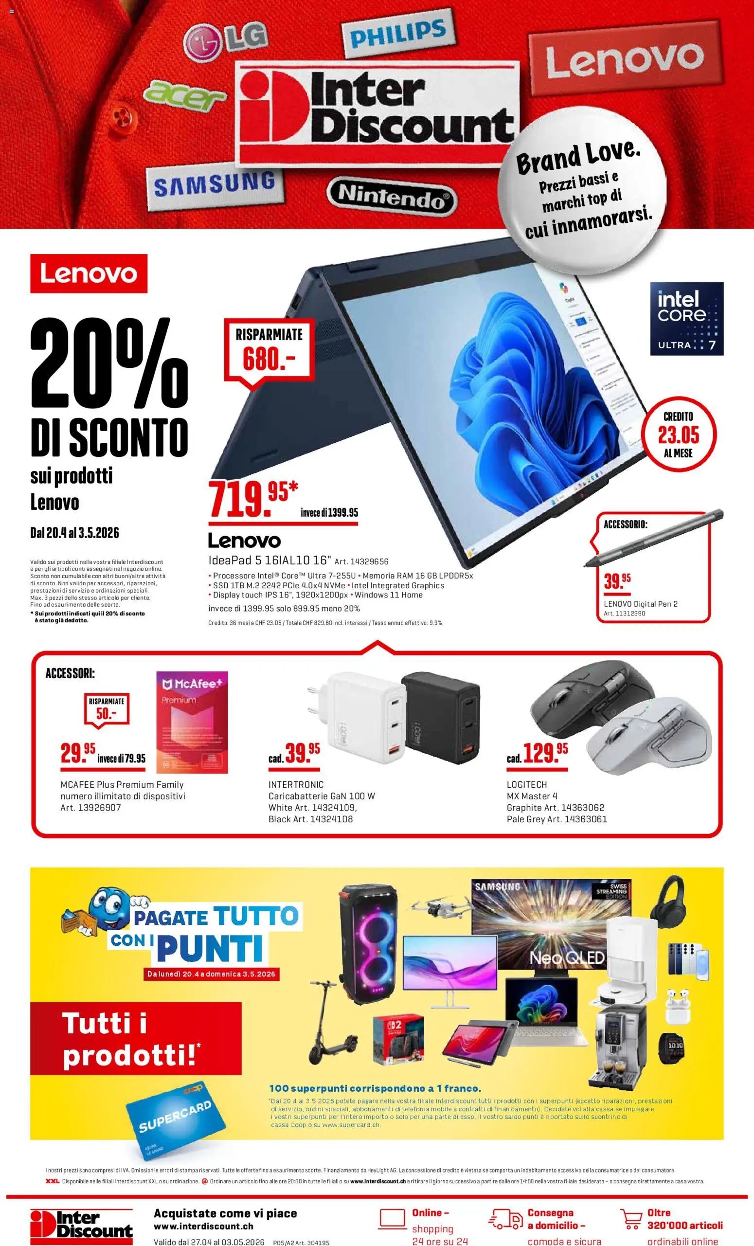 Interdiscount aktionen 20% di sconto  IT (2026-04-27 - 2026-05-03)