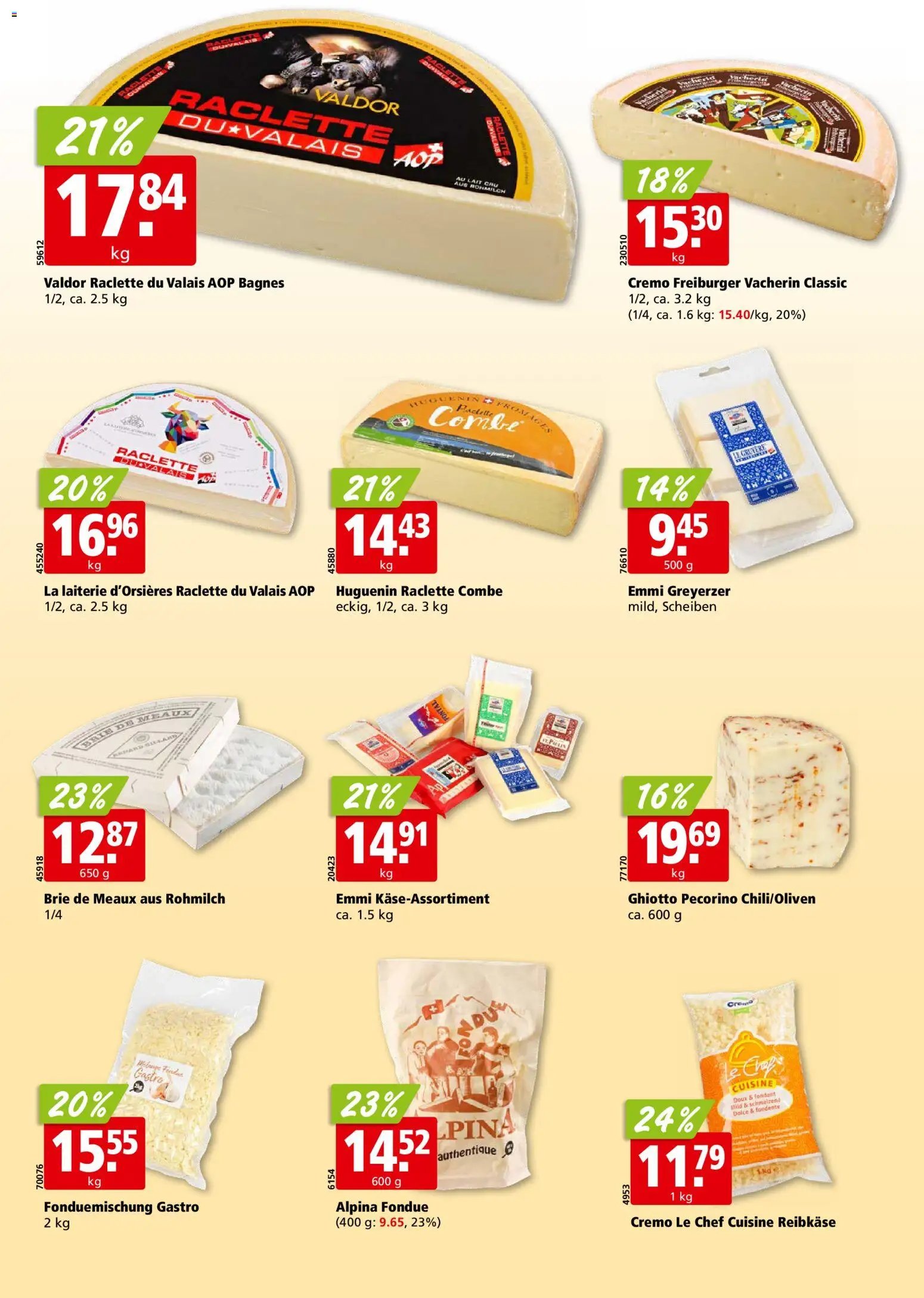 Aligro aktionen Chavannes, Matran, Genf, Sitten