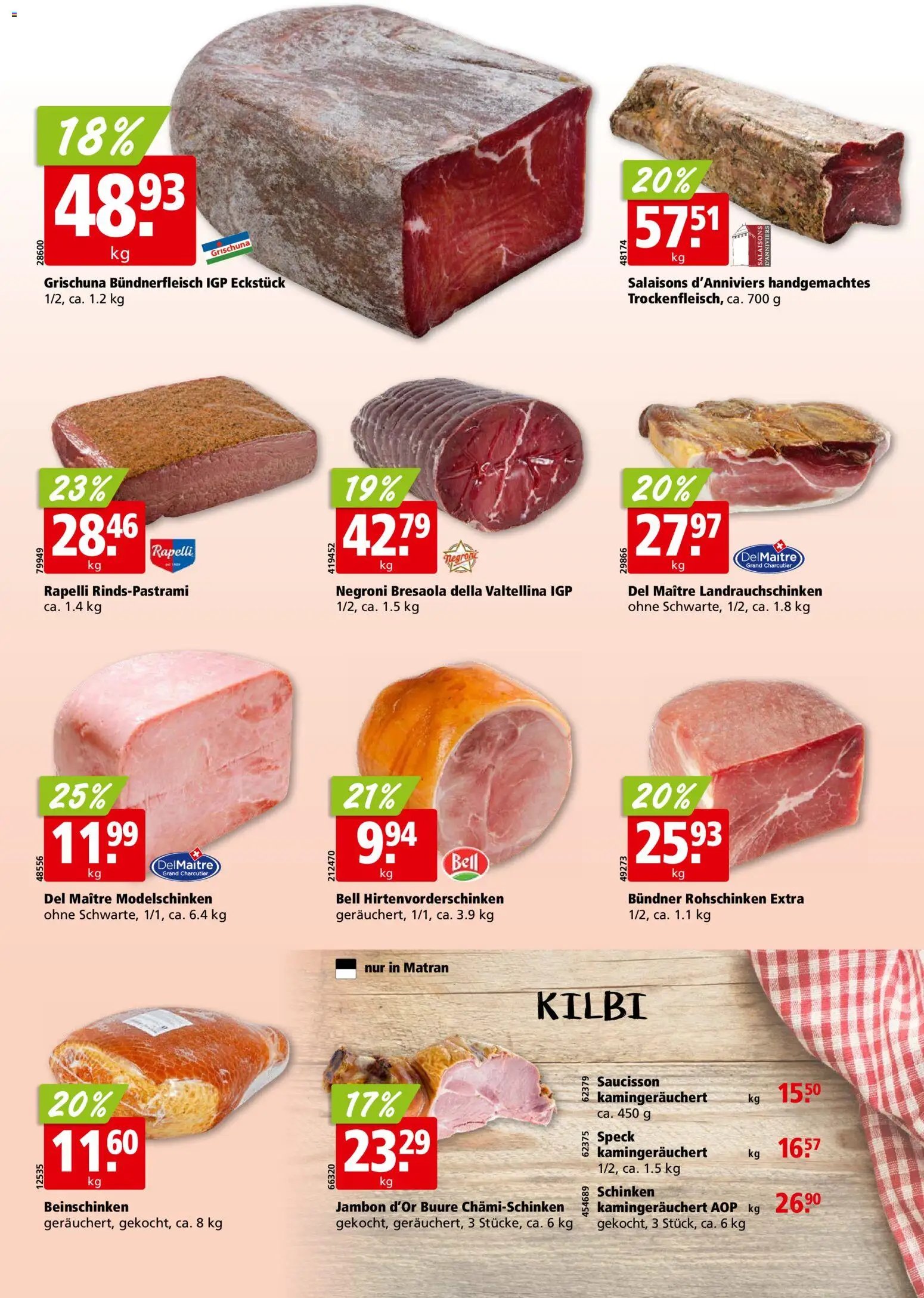 Aligro aktionen Chavannes, Matran, Genf, Sitten