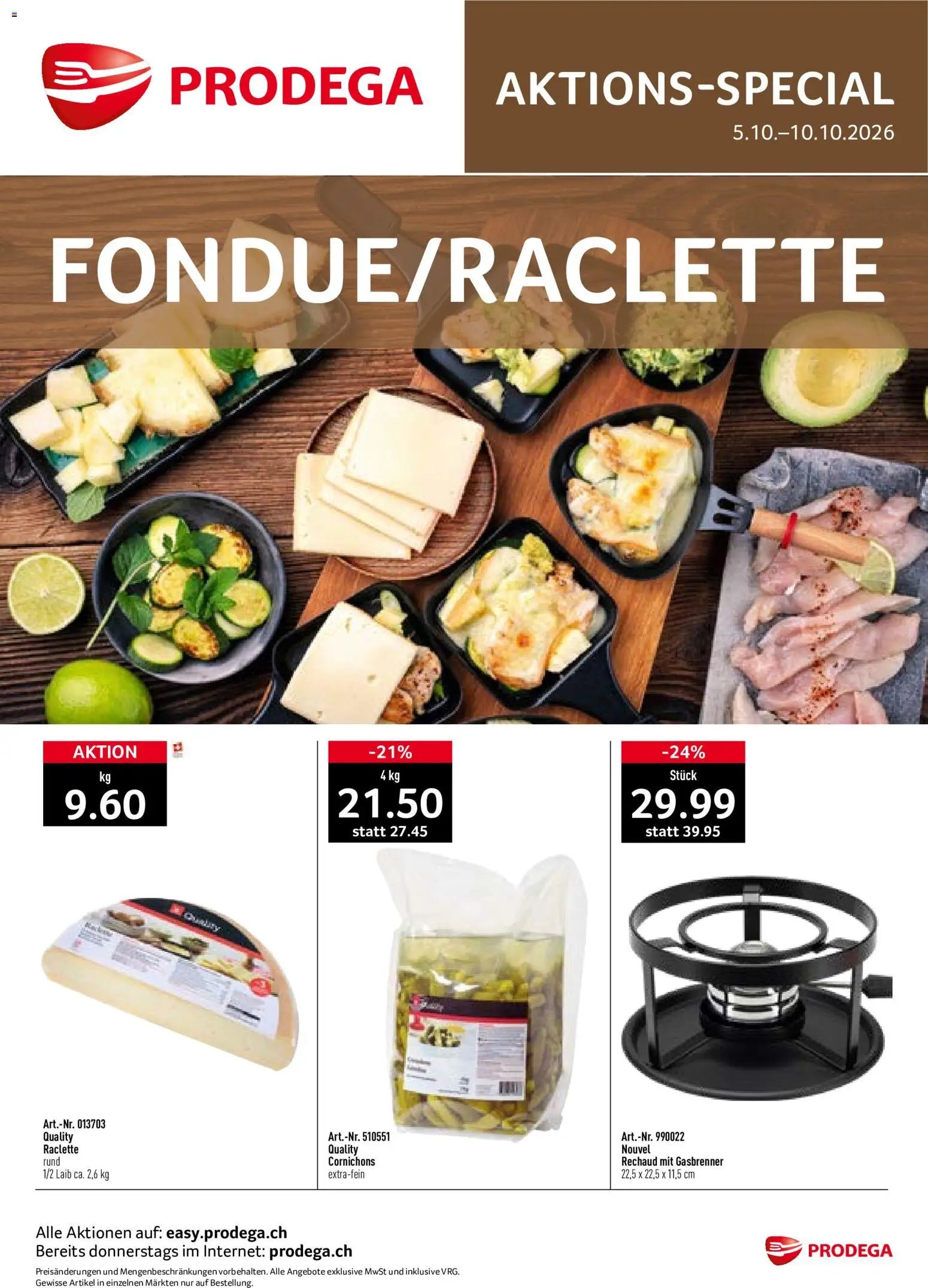 Prodega aktionen Fondue/Raclette