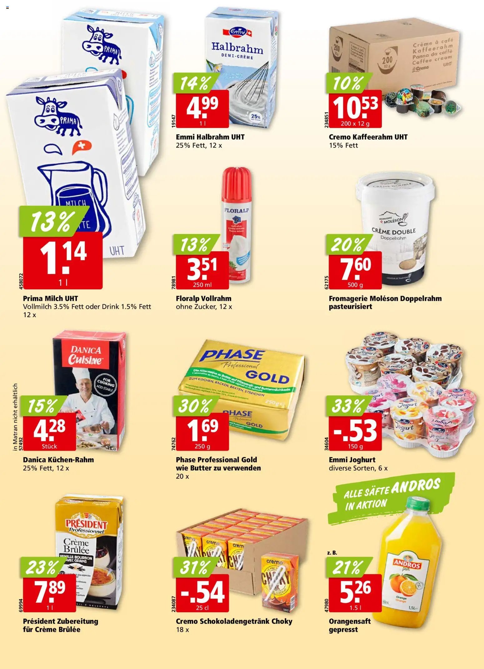 Aligro aktionen Chavannes, Matran, Genf, Sitten