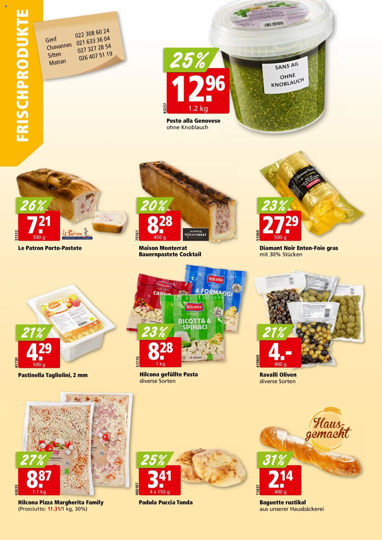 Aligro aktionen Chavannes, Matran, Genf, Sitten