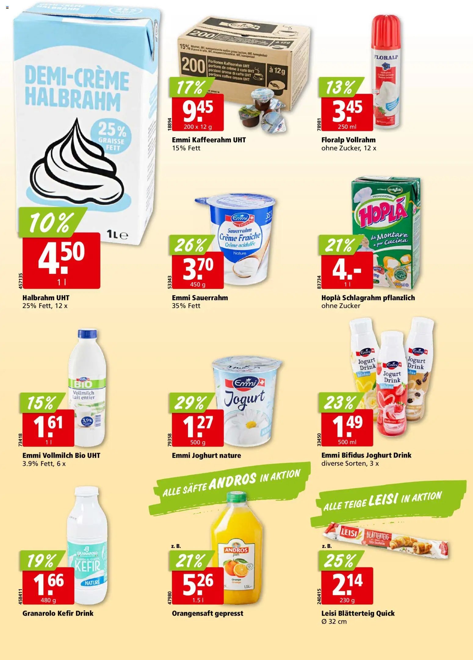 Aligro aktionen Chavannes, Matran, Genf, Sitten