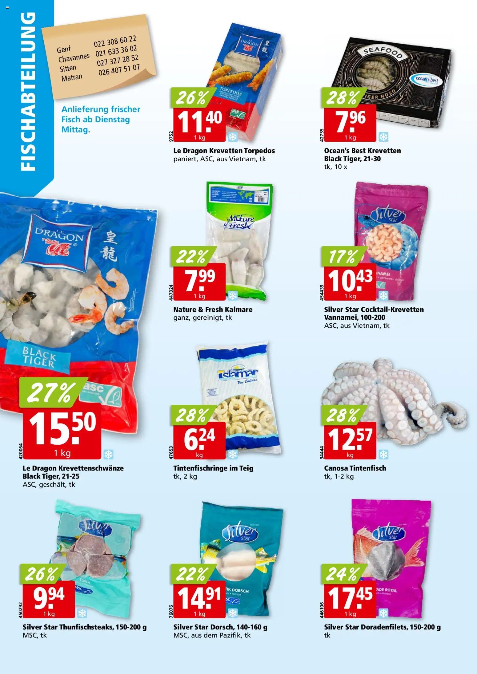 Aligro aktionen Chavannes, Matran, Genf, Sitten