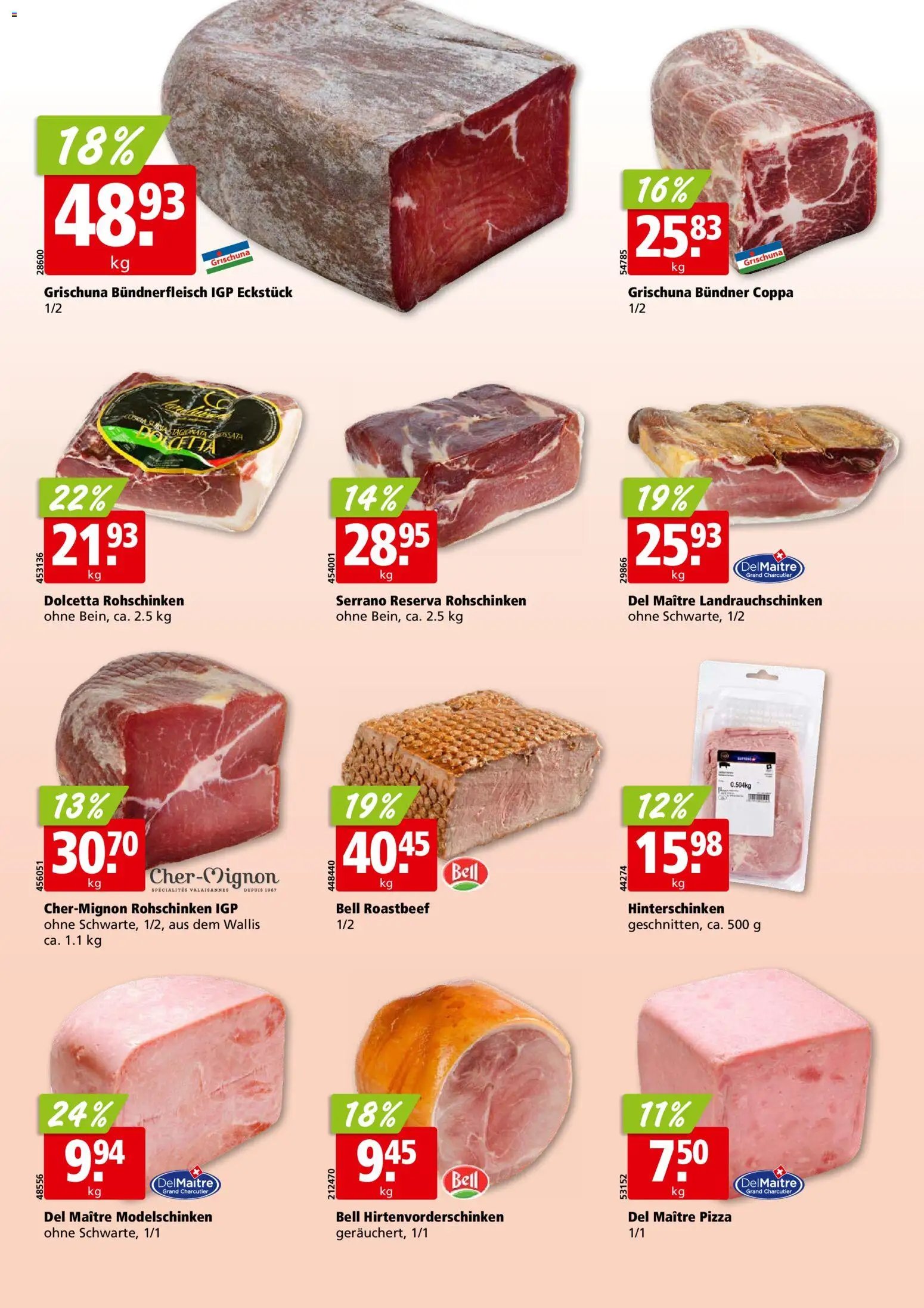 Aligro aktionen Chavannes, Matran, Genf, Sitten