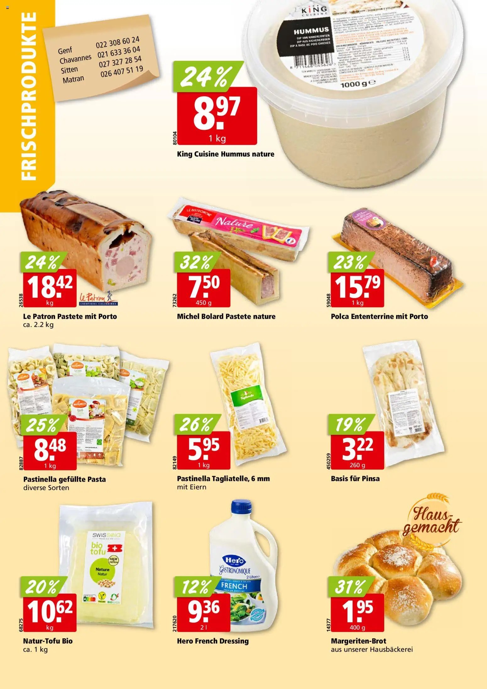 Aligro aktionen Chavannes, Matran, Genf, Sitten
