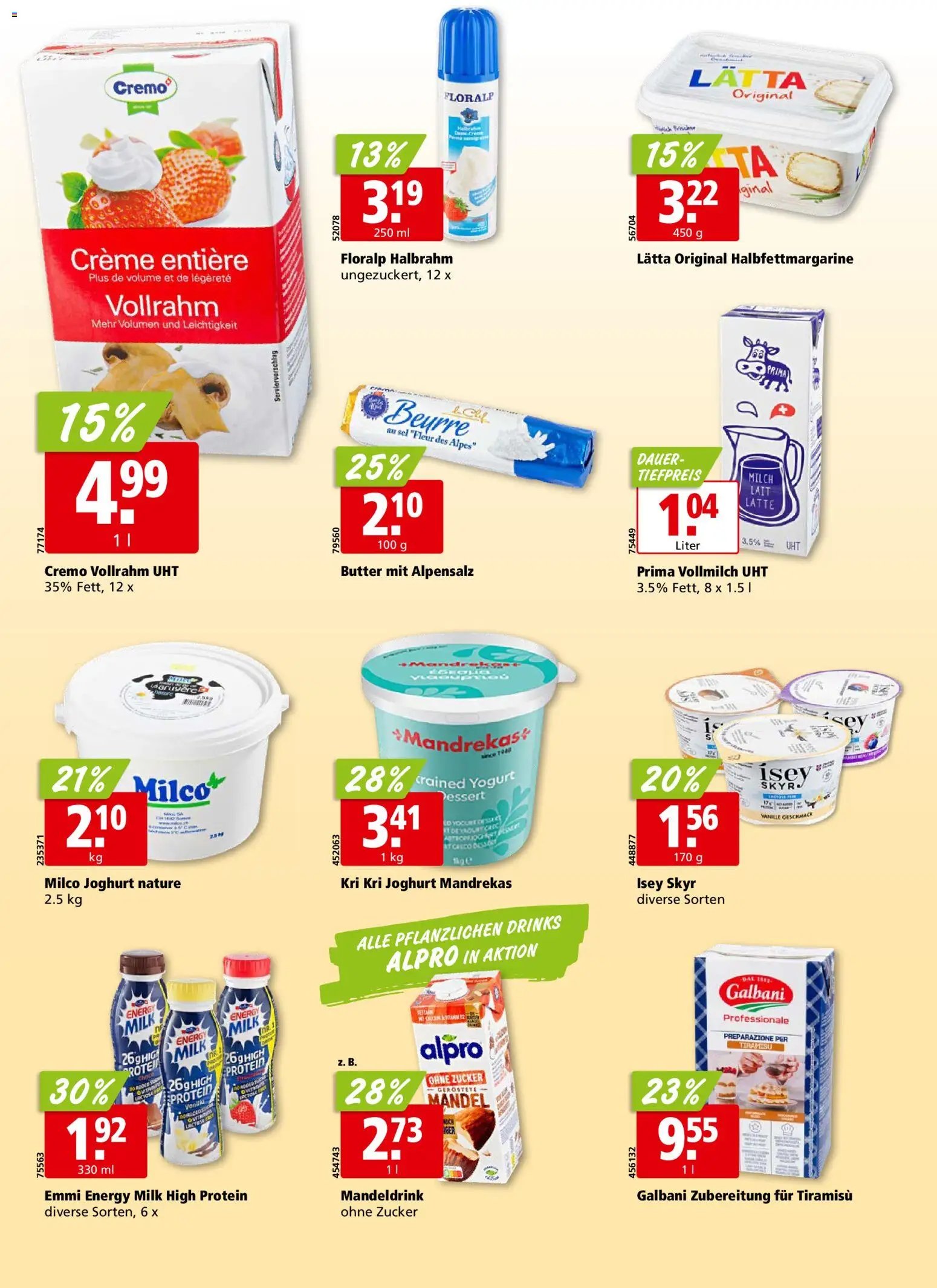 Aligro aktionen Chavannes, Matran, Genf, Sitten