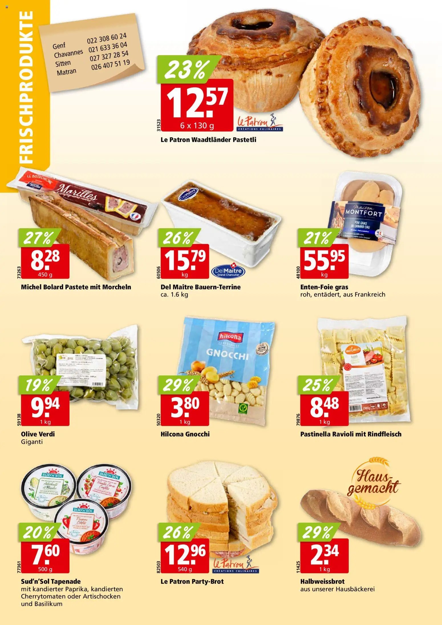 Aligro aktionen Chavannes, Matran, Genf, Sitten