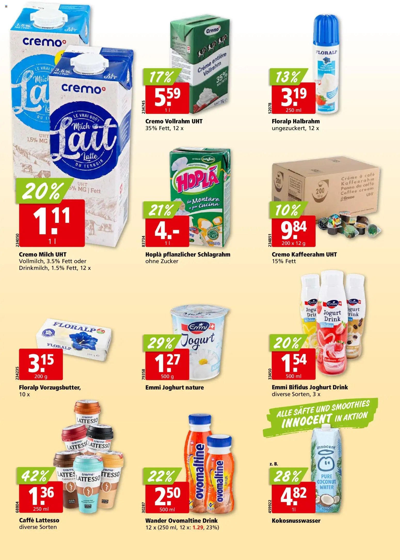 Aligro aktionen Chavannes, Matran, Genf, Sitten