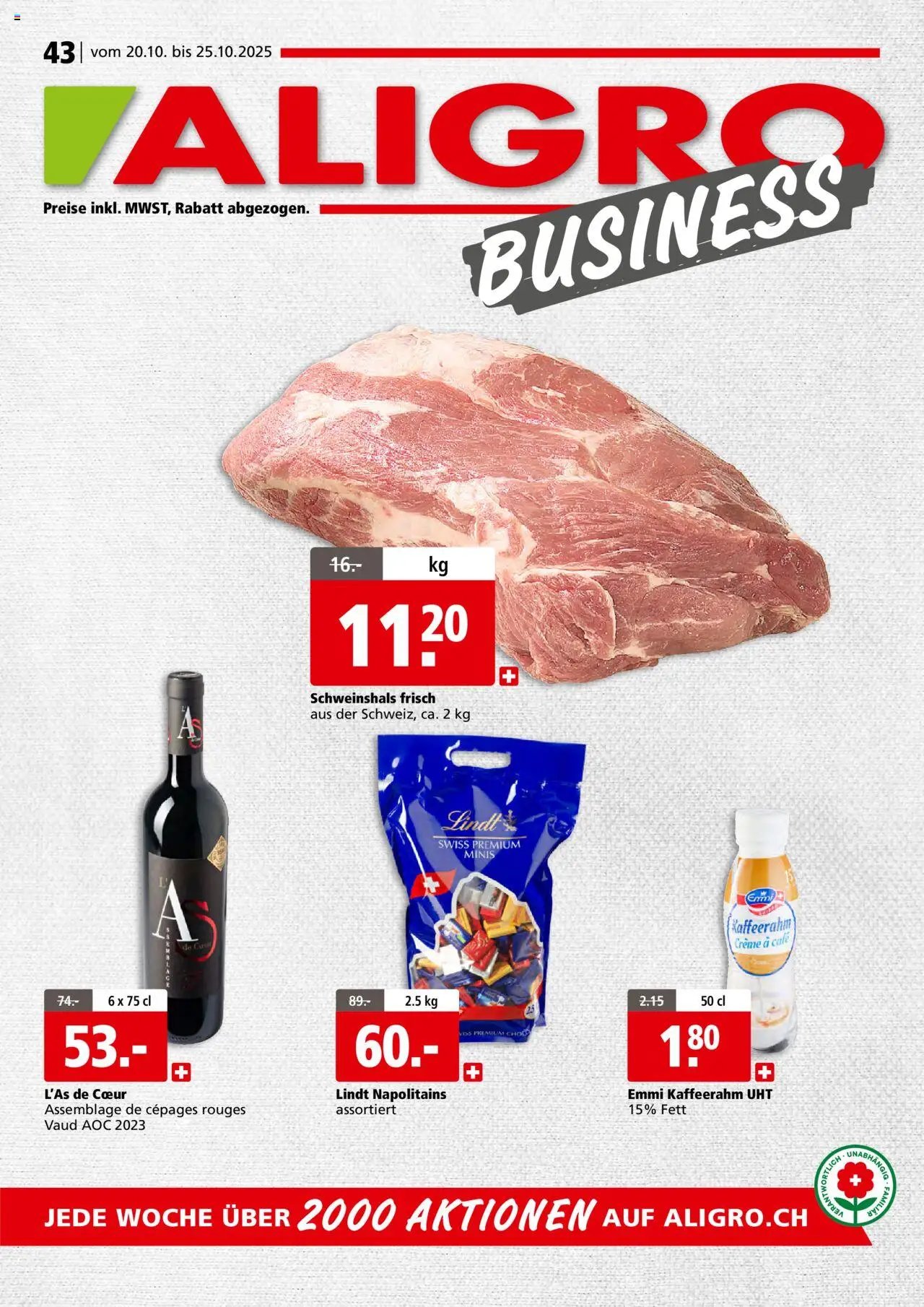 Aligro Businesskunden Chavannes, Matran, Genf, Sitten (2025-10-20 - 2025-10-25) | 1