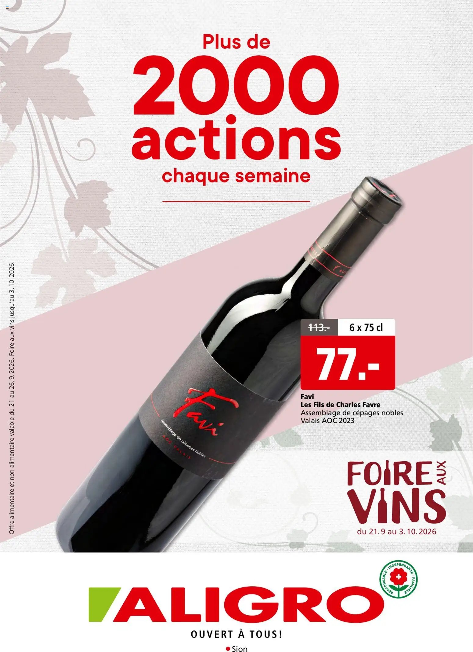 Aligro aktionen Foire aux vins Sitten