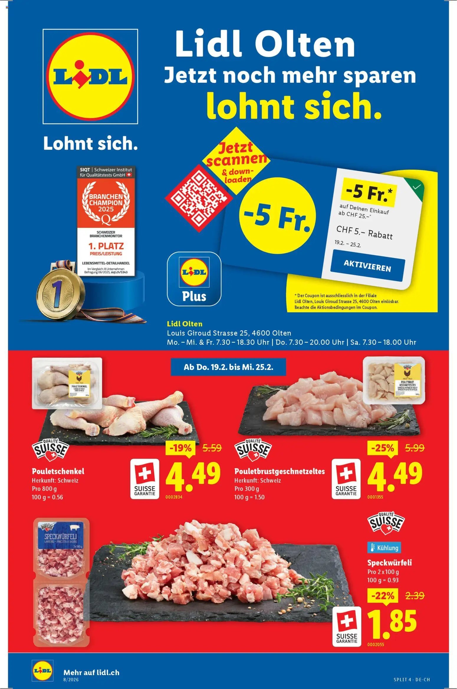 Lidl Aktionen Neueröffnung Olten (2026-02-19 - 2026-02-25)