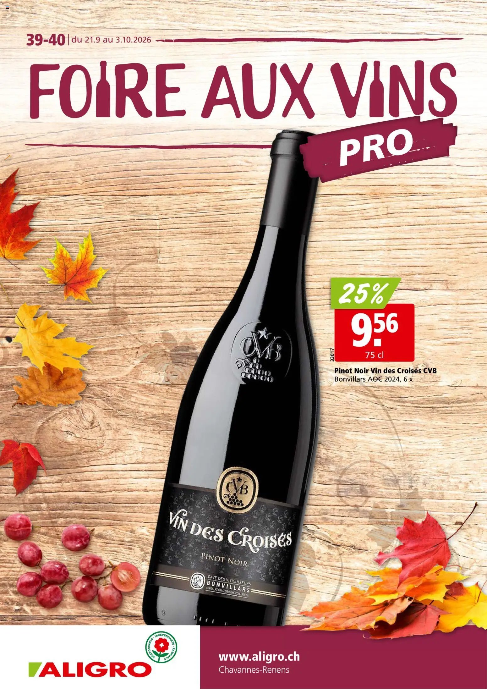 Aligro aktionen Vins Chavannes