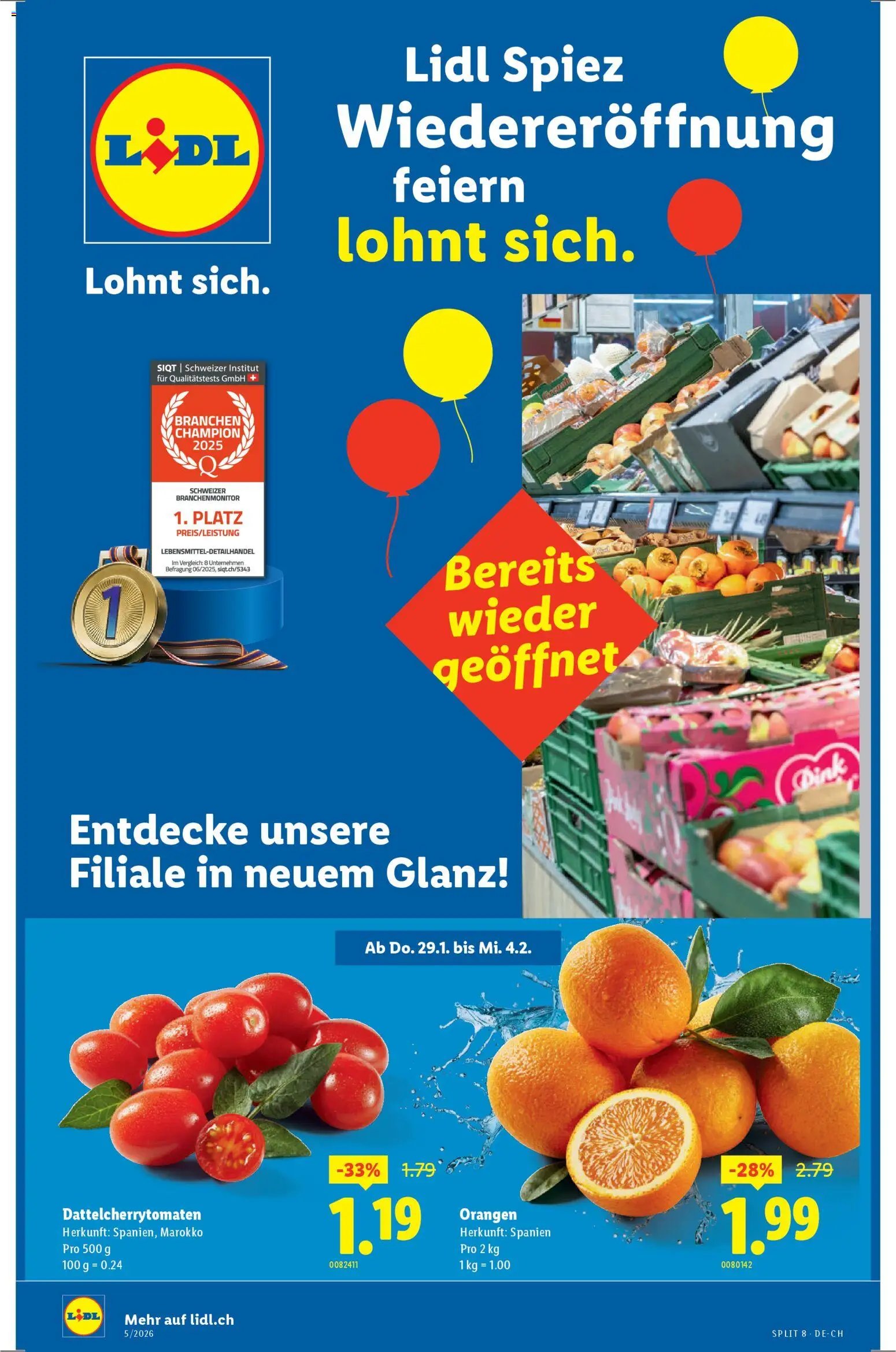 Lidl Aktionen Wiedereröffnung Spiez (2026-01-29 - 2026-02-04)