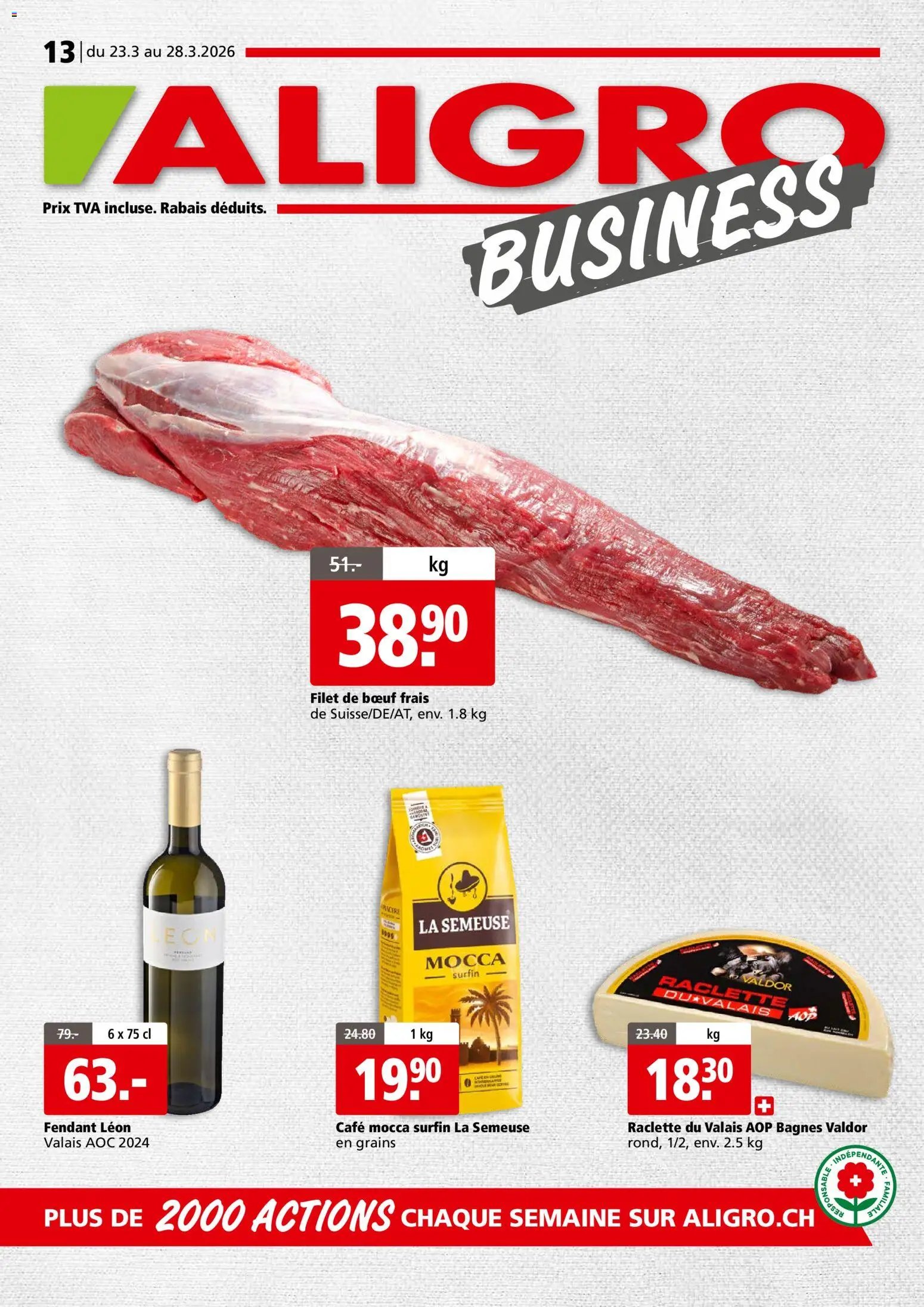 Aligro actionen Business Chavannes, Matran, Genève, Sion (2026-03-23 - 2026-03-28) | 1