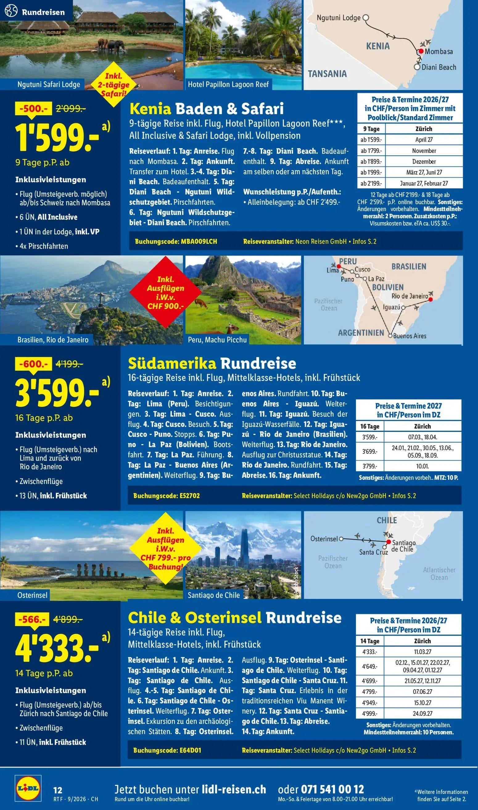 Lidl aktionen September/Oktober Reise-Highlights