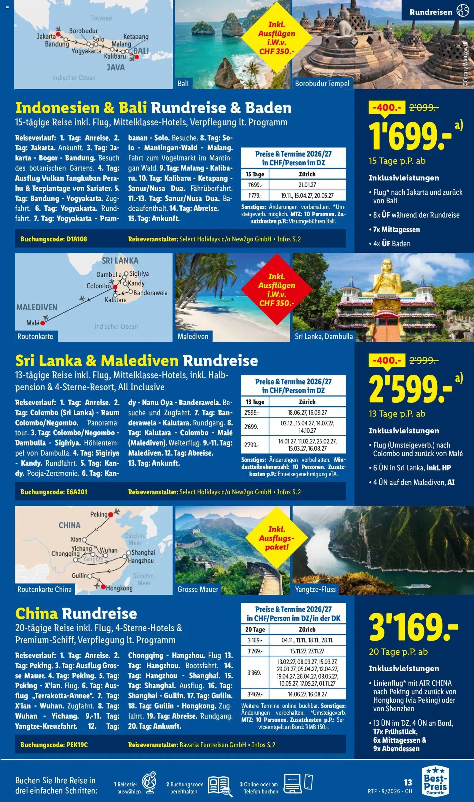 Lidl aktionen September/Oktober Reise-Highlights