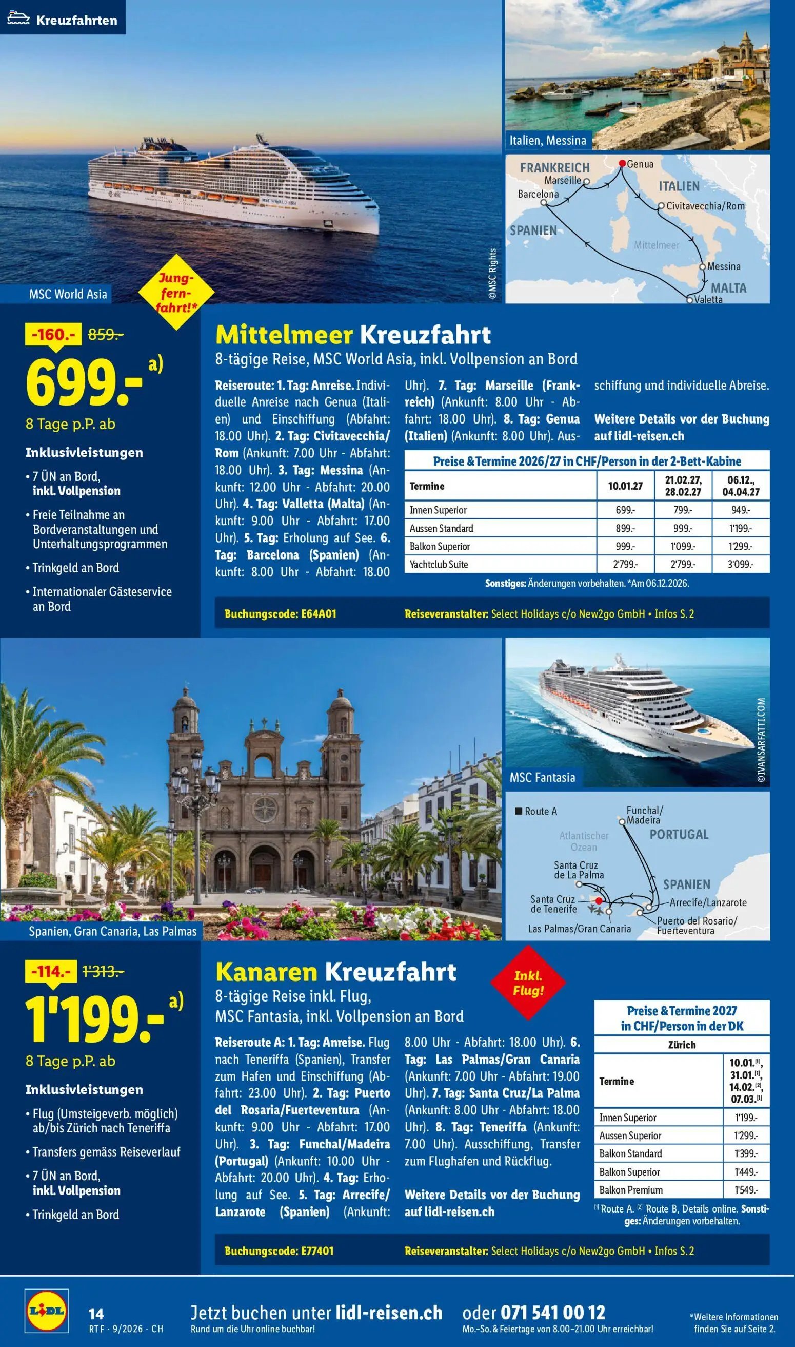 Lidl aktionen September/Oktober Reise-Highlights