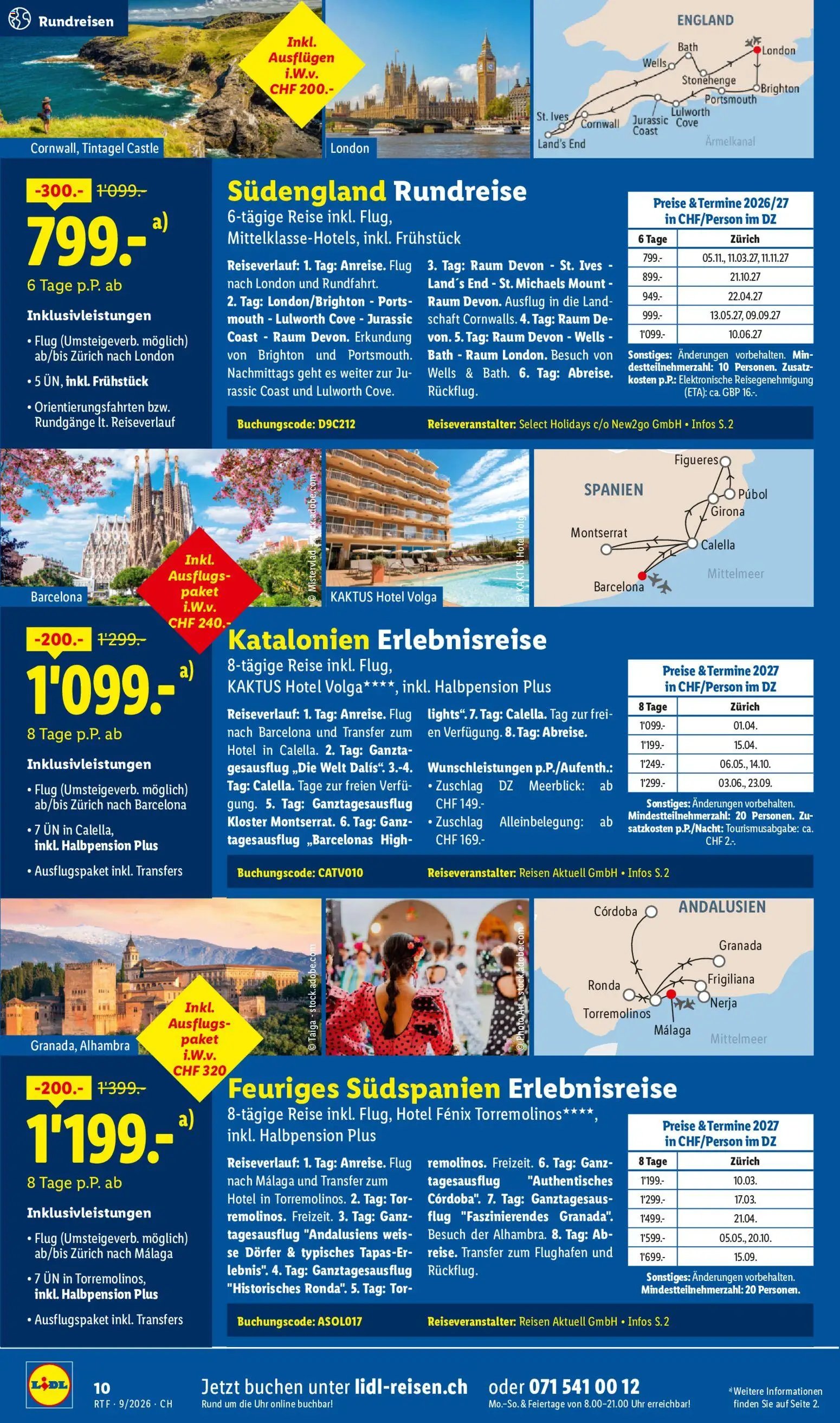 Lidl aktionen September/Oktober Reise-Highlights