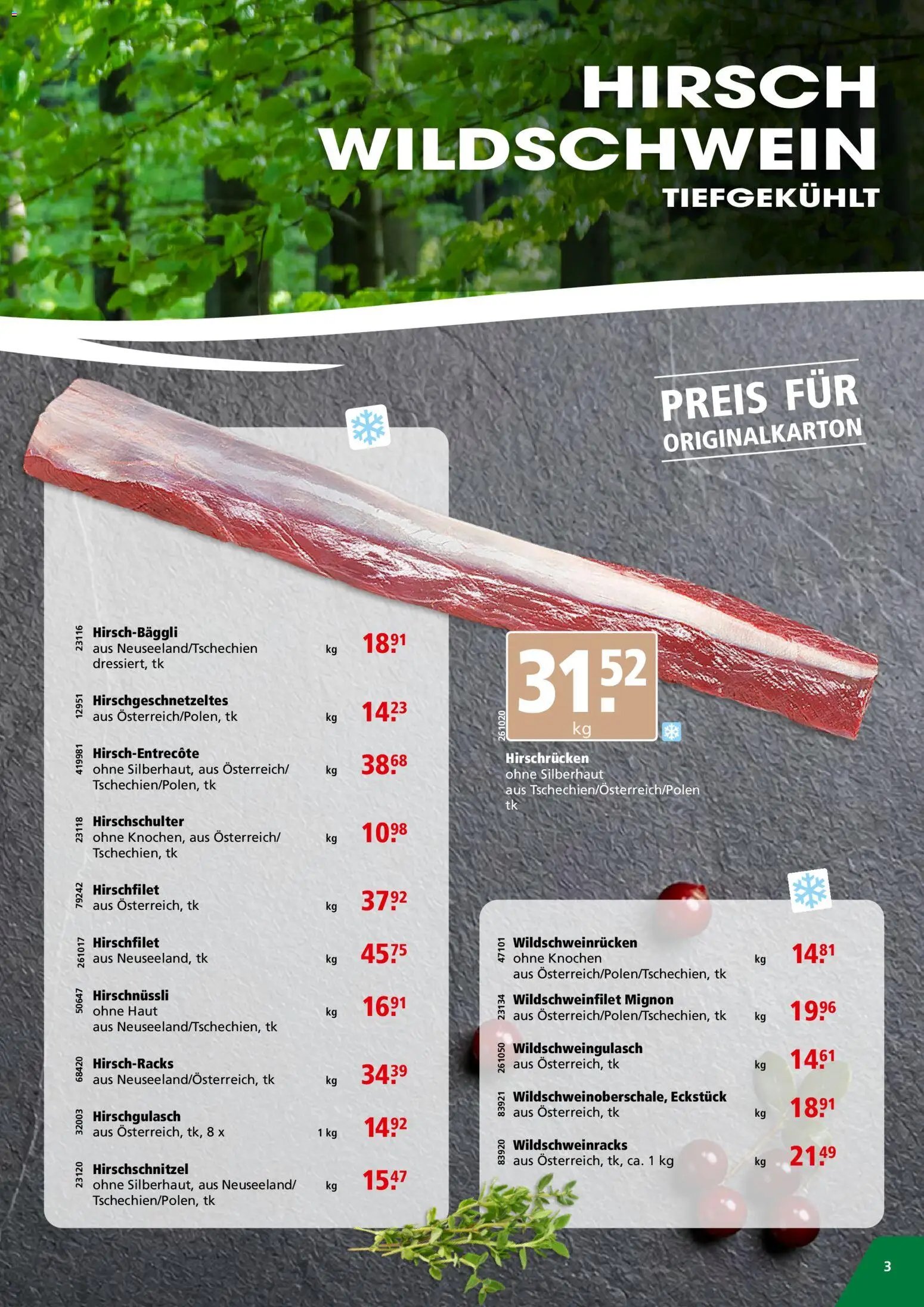 Aligro aktionen Wildvorverkauf Schlieren, Gossau SG, Frauenfeld, Rapperswil-Jona, Sargans, Bern