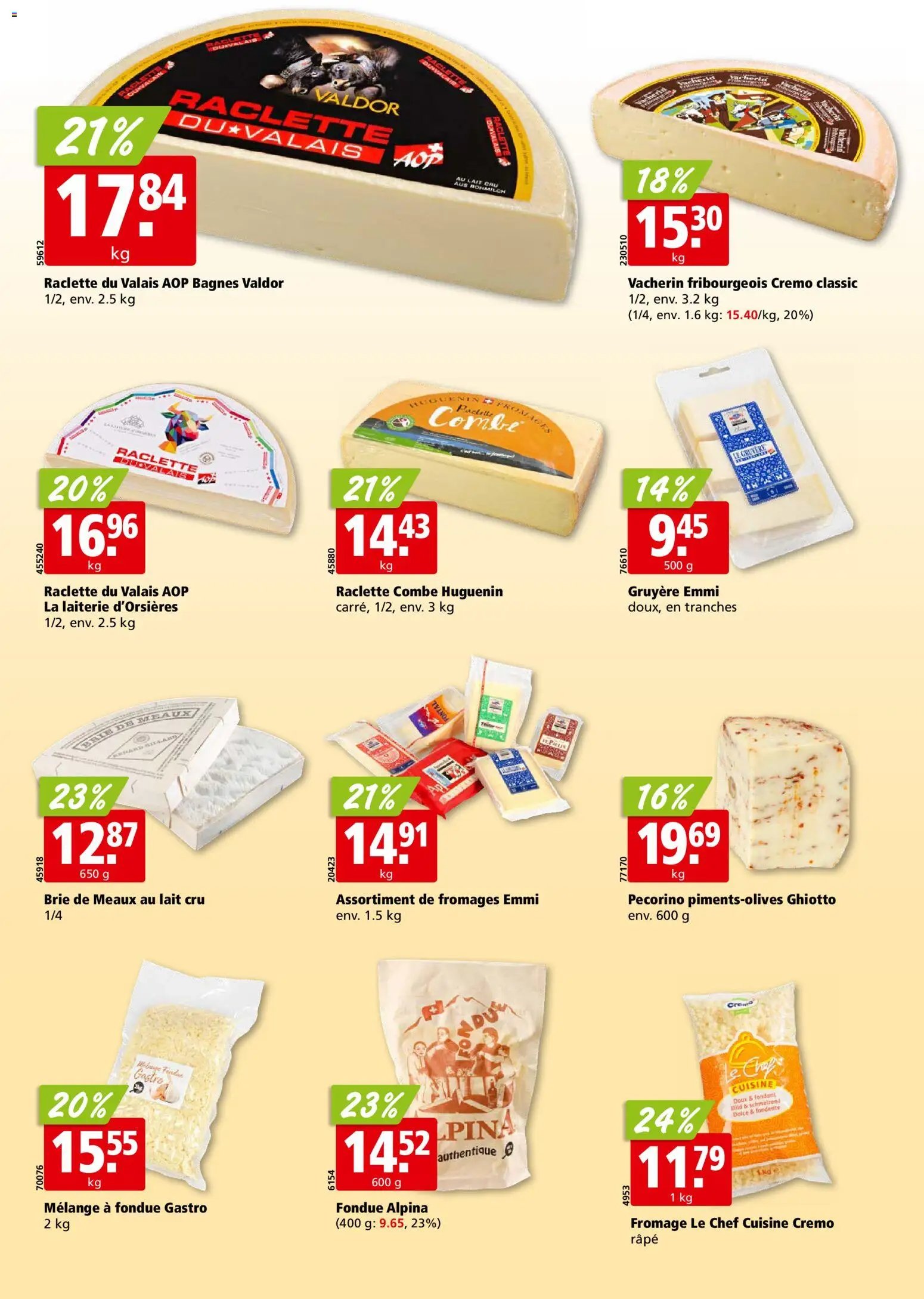 Aligro aktionen Chavannes, Matran, Genève, Sion