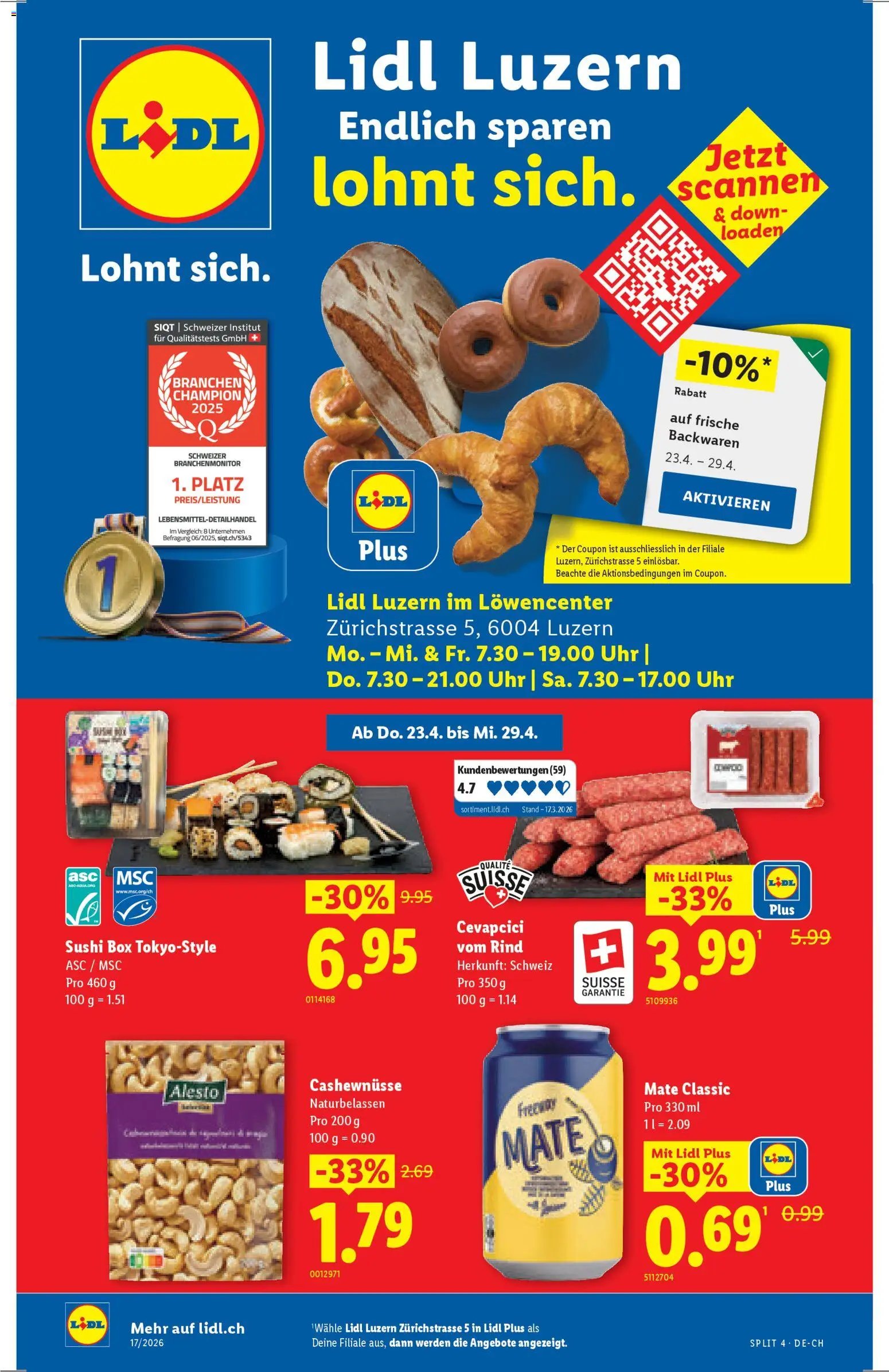 Lidl Aktionen Neueröffnung Luzern (2026-04-23 - 2026-04-29)