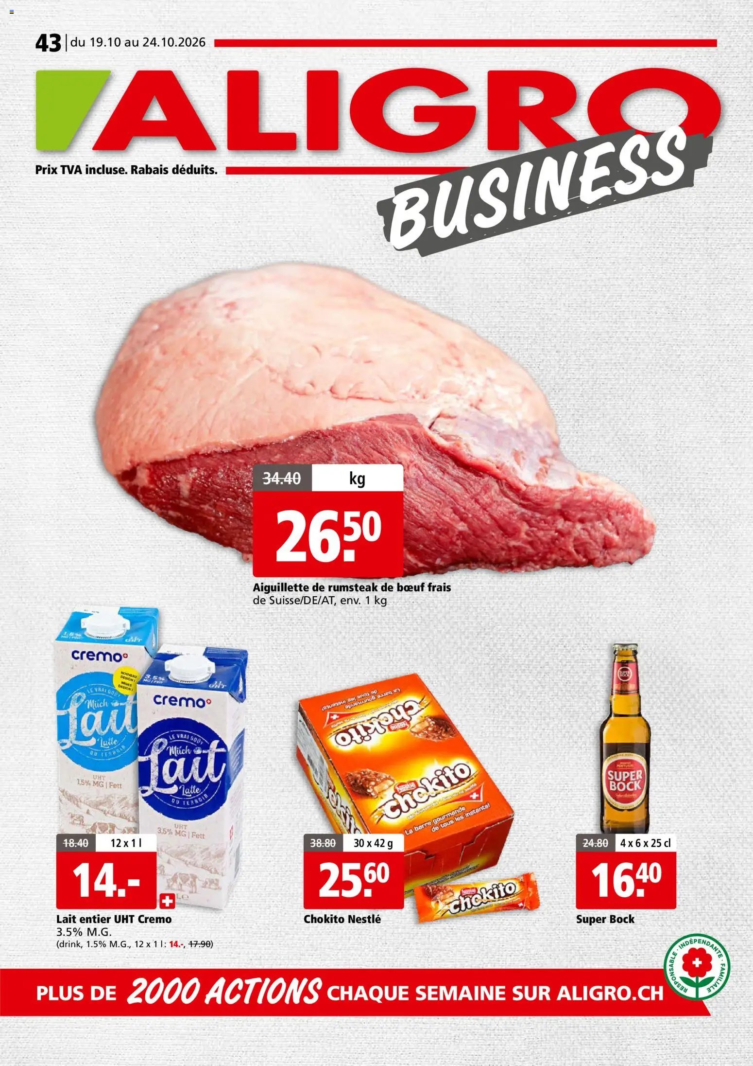 Aligro aktionen Business Chavannes, Matran, Genève, Sion
