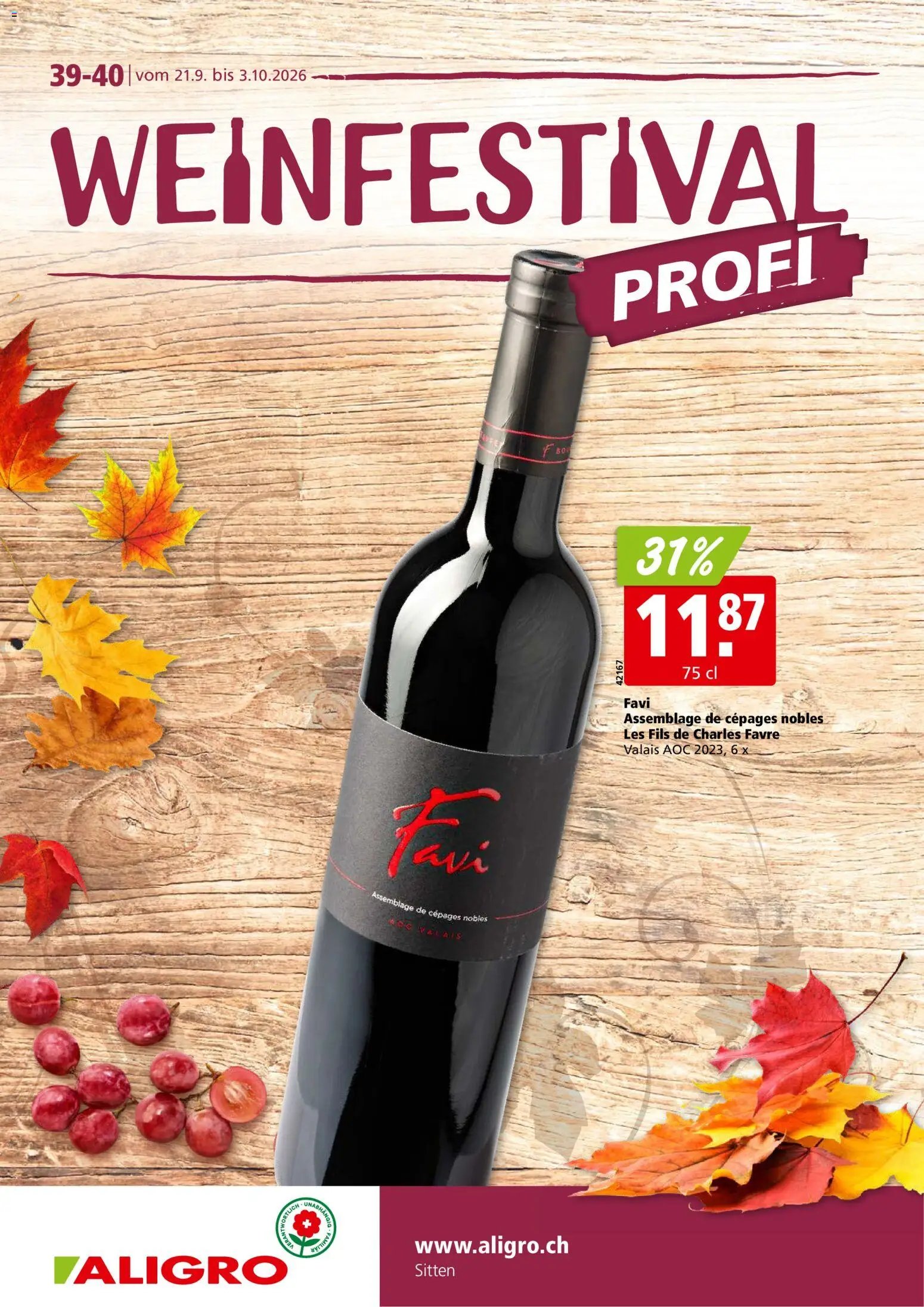 Aligro aktionen Wein Sitten