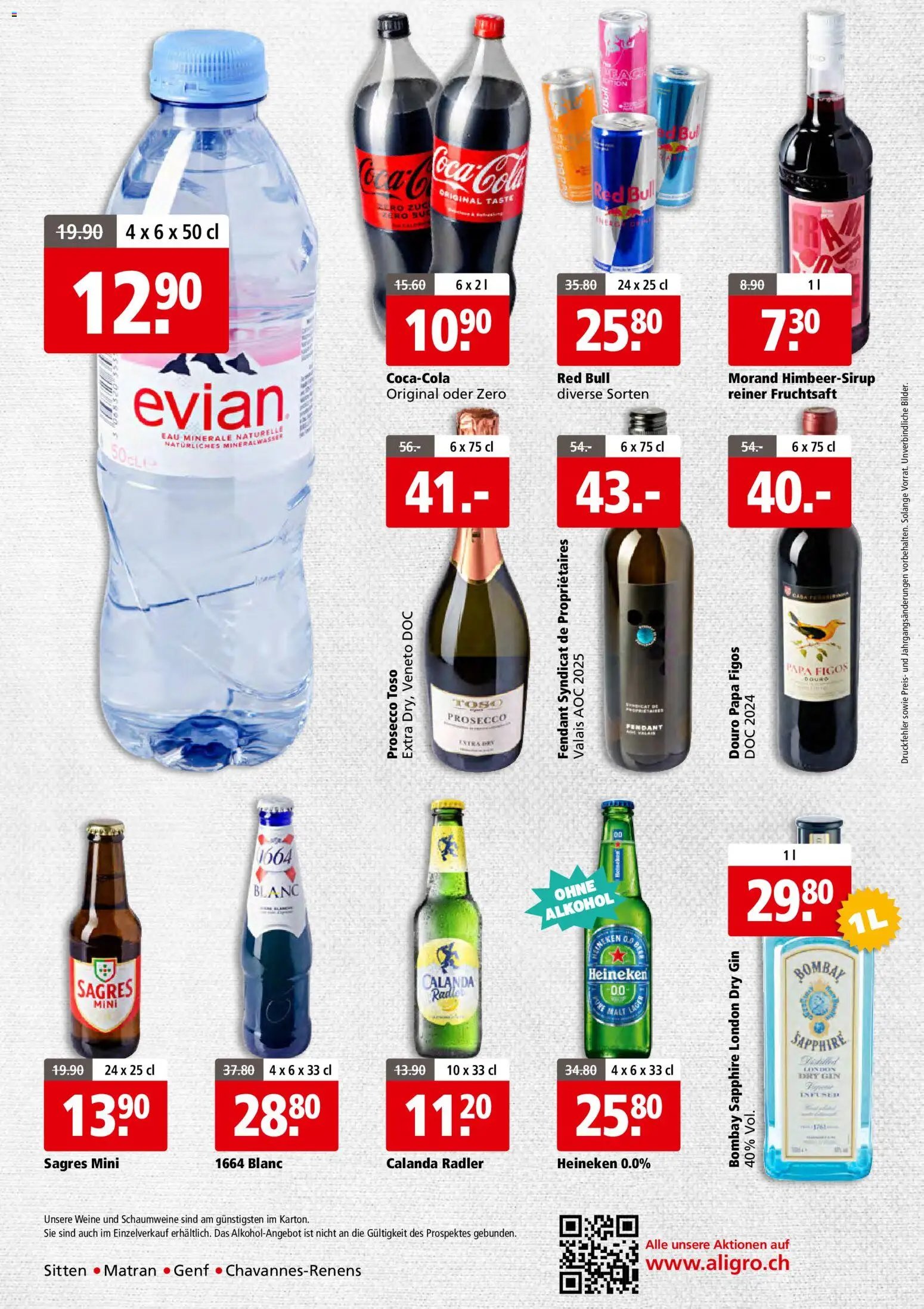 Aligro aktionen Business Chavannes, Matran, Genf, Sitten