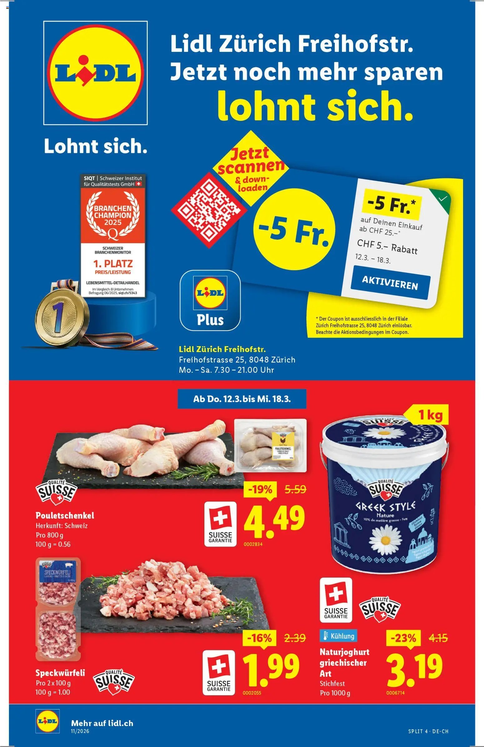 Lidl Aktionen Neueröffnung Zürich (2026-03-12 - 2026-03-18)