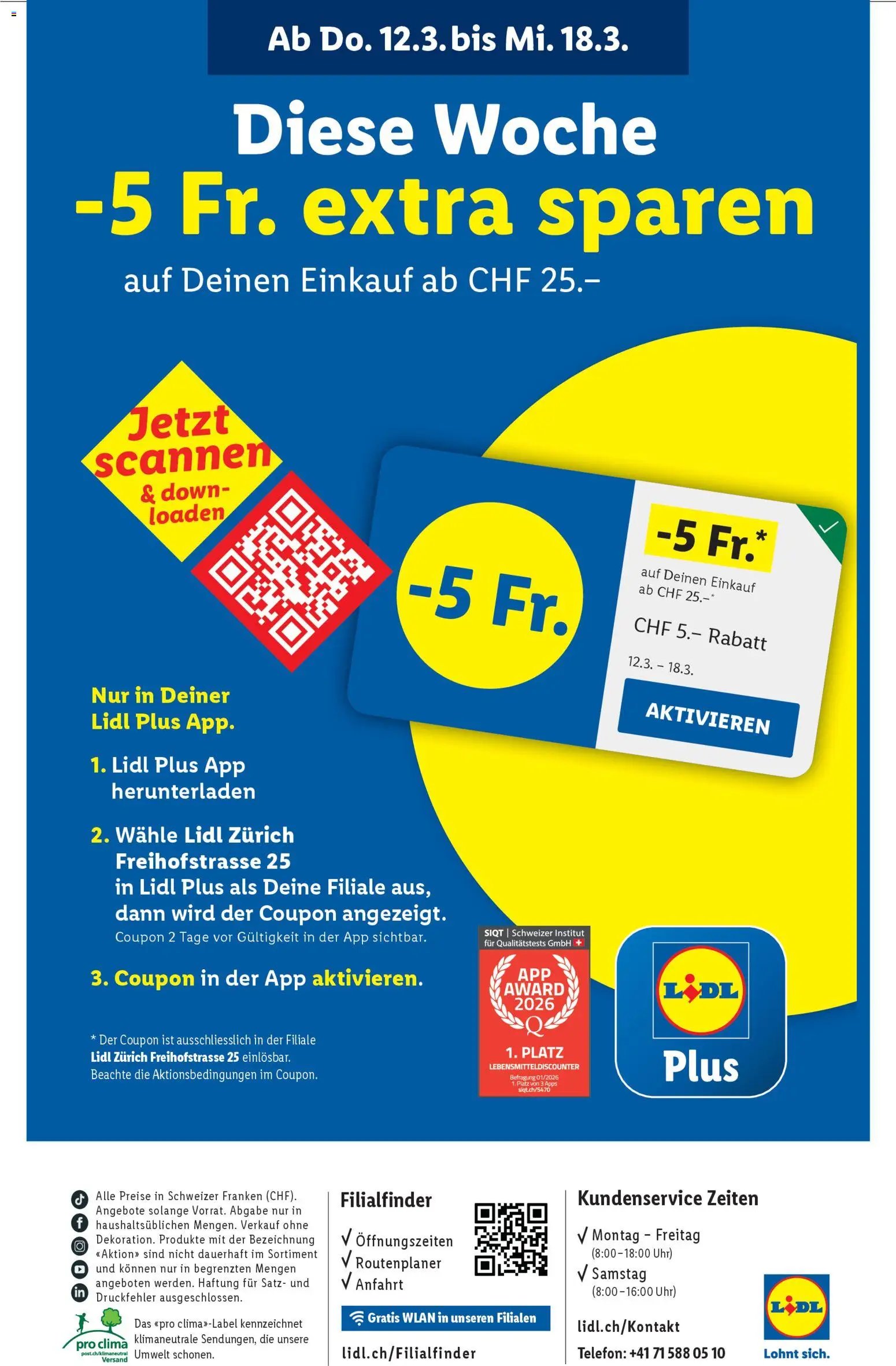 Lidl Aktionen Neueröffnung Zürich (2026-03-12 - 2026-03-18)