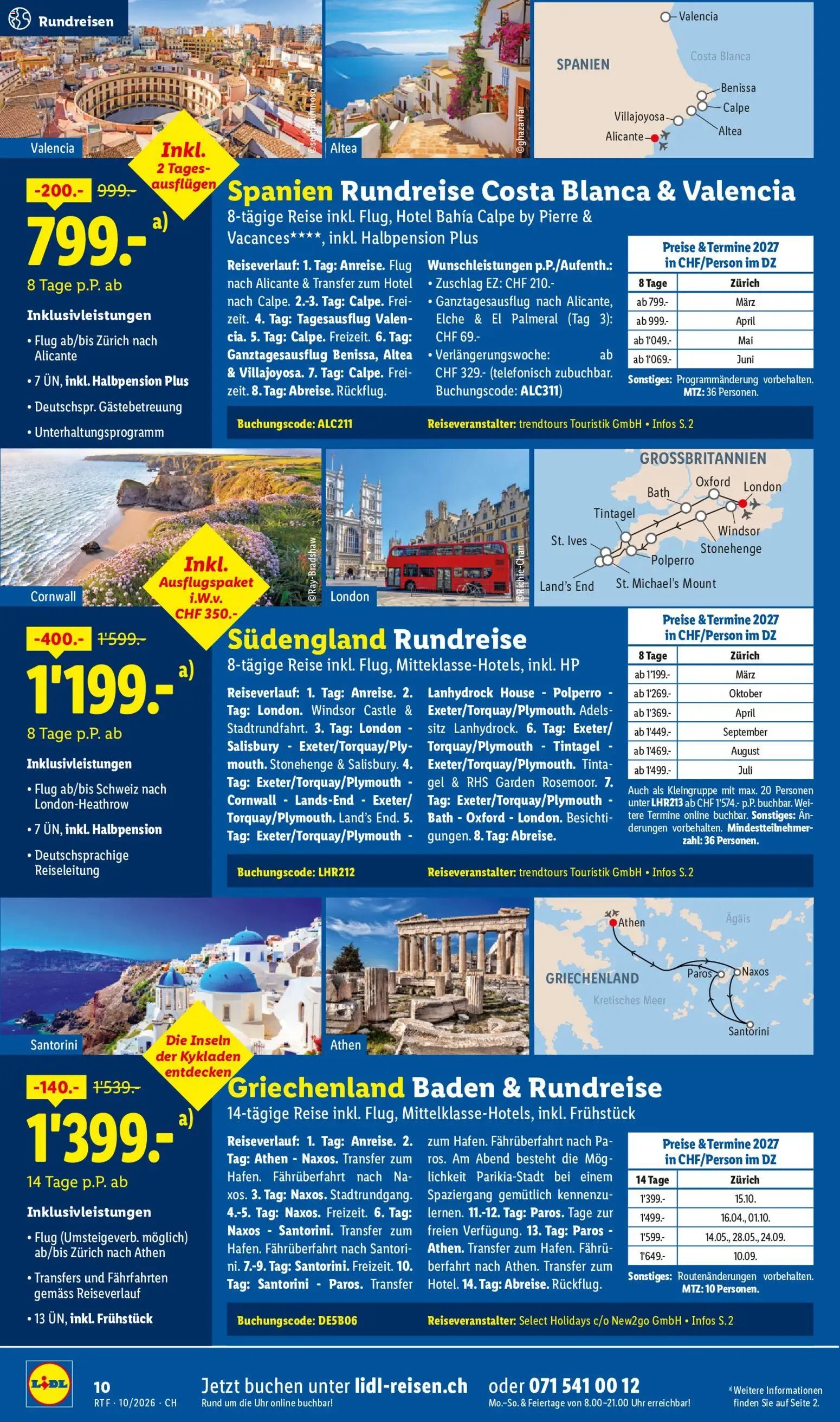 Lidl aktionen Oktober/November Reise-Highlights