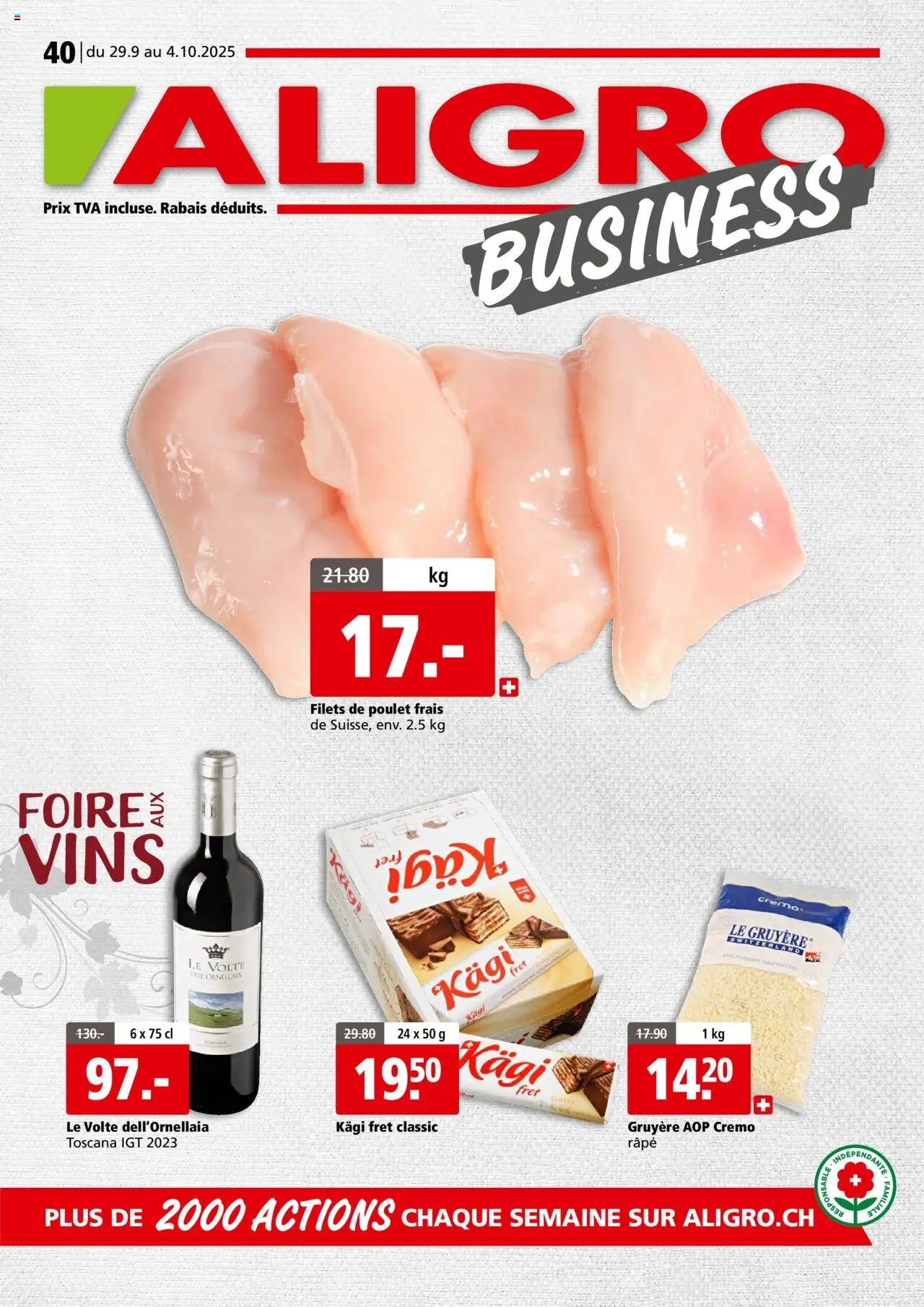 Aligro Aktionen Business Chavannes, Matran, Genève, Sion (2025-09-29 - 2025-10-04) | 1