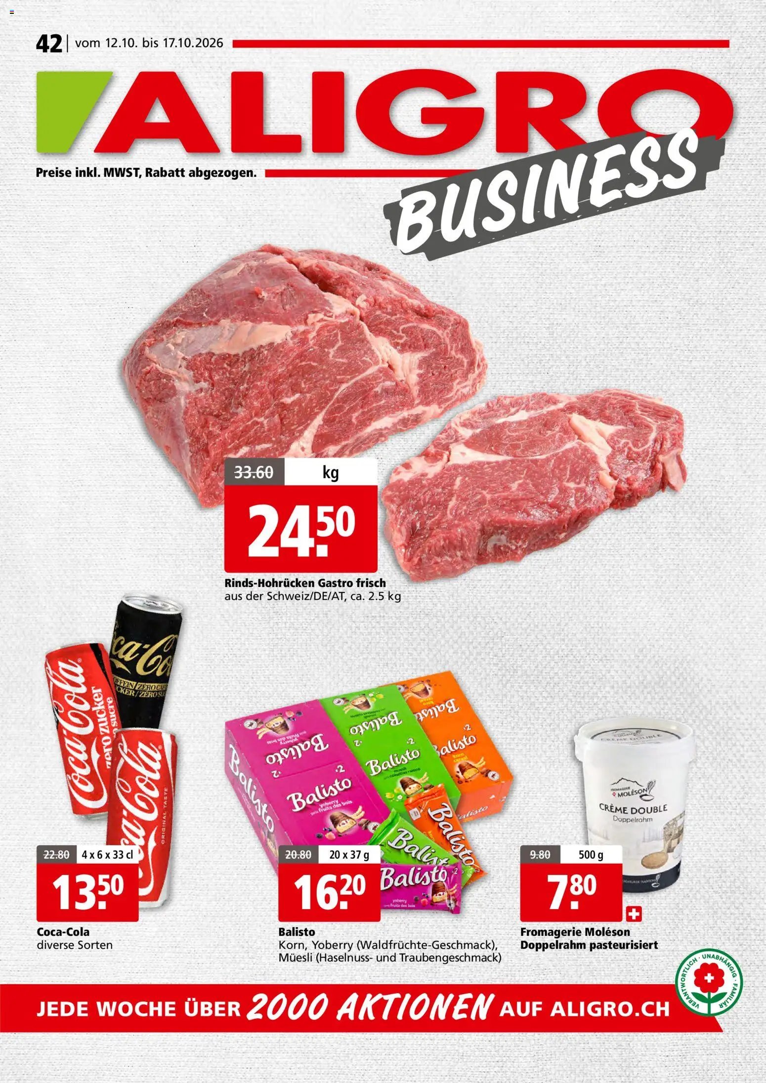 Aligro aktionen Business Chavannes, Matran, Genf, Sitten