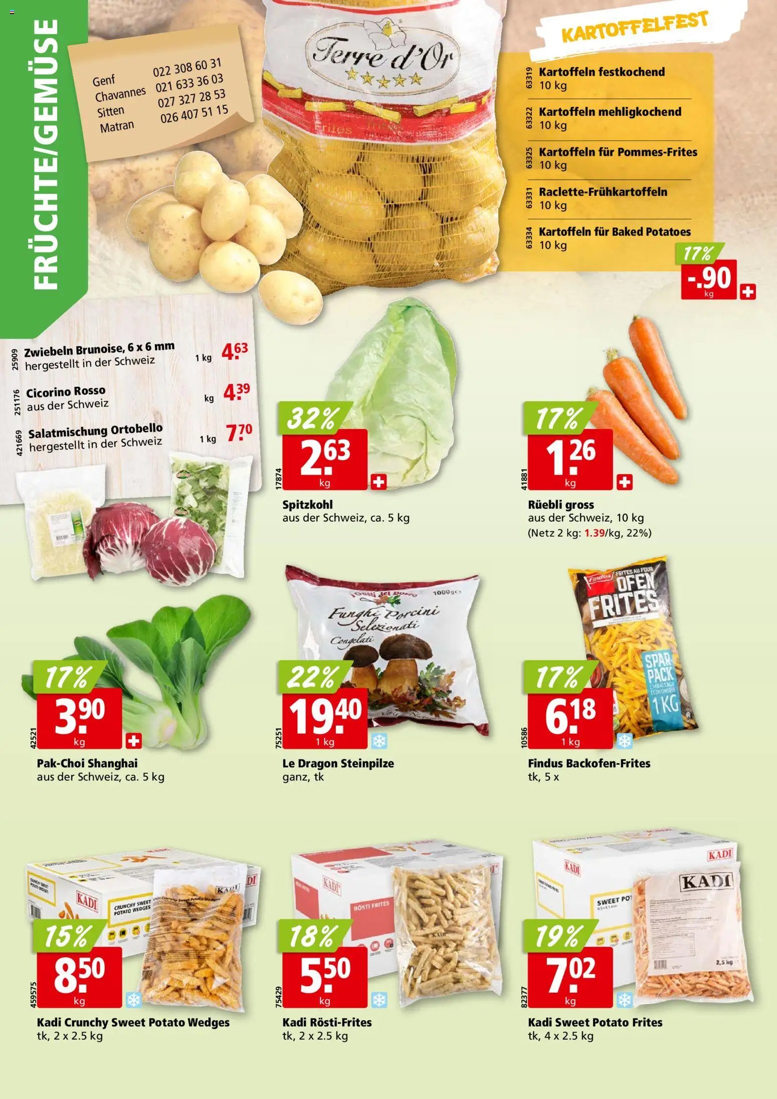 Aligro aktionen Chavannes, Matran, Genf, Sitten