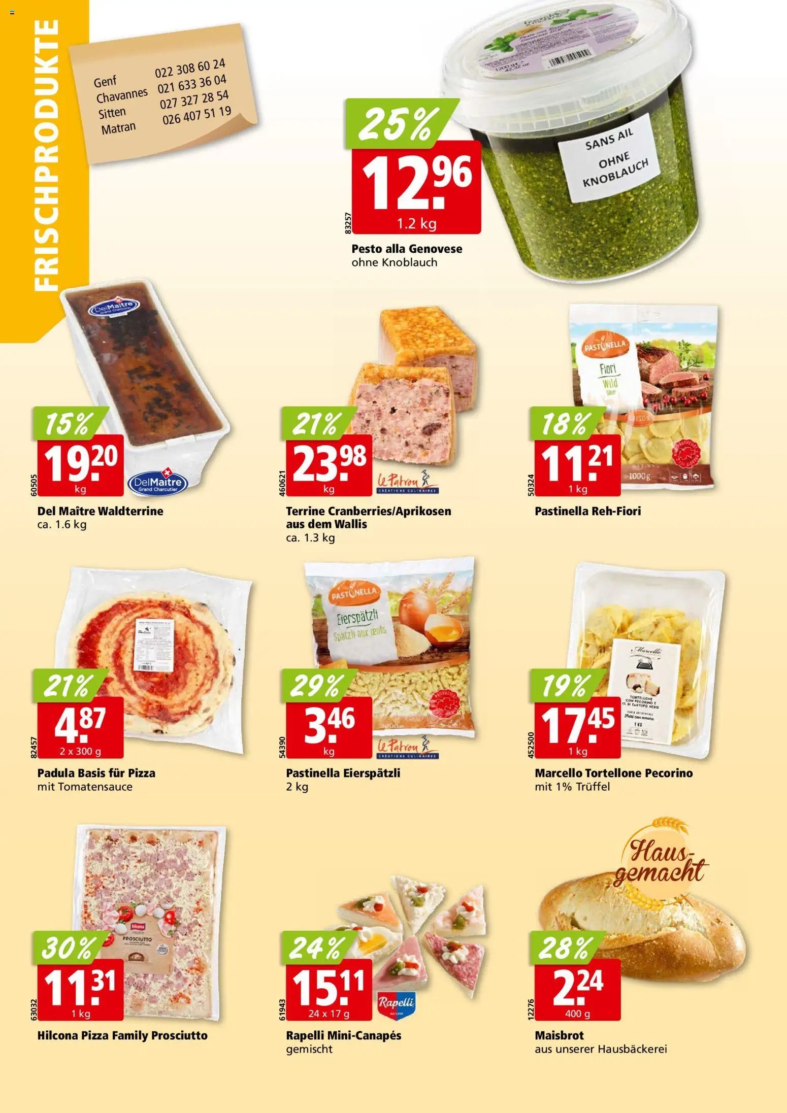 Aligro aktionen Chavannes, Matran, Genf, Sitten