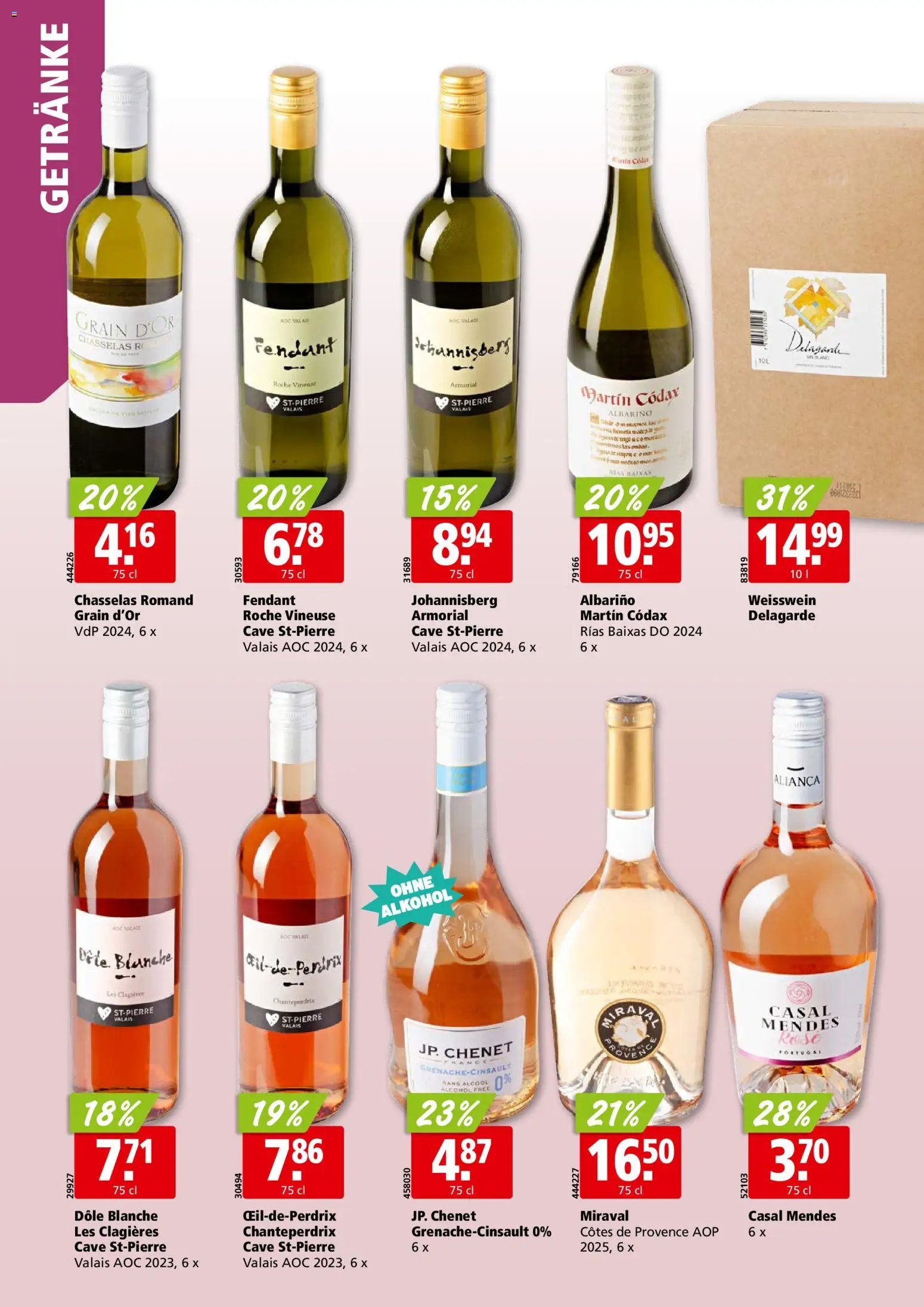 Aligro aktionen Chavannes, Matran, Genf, Sitten