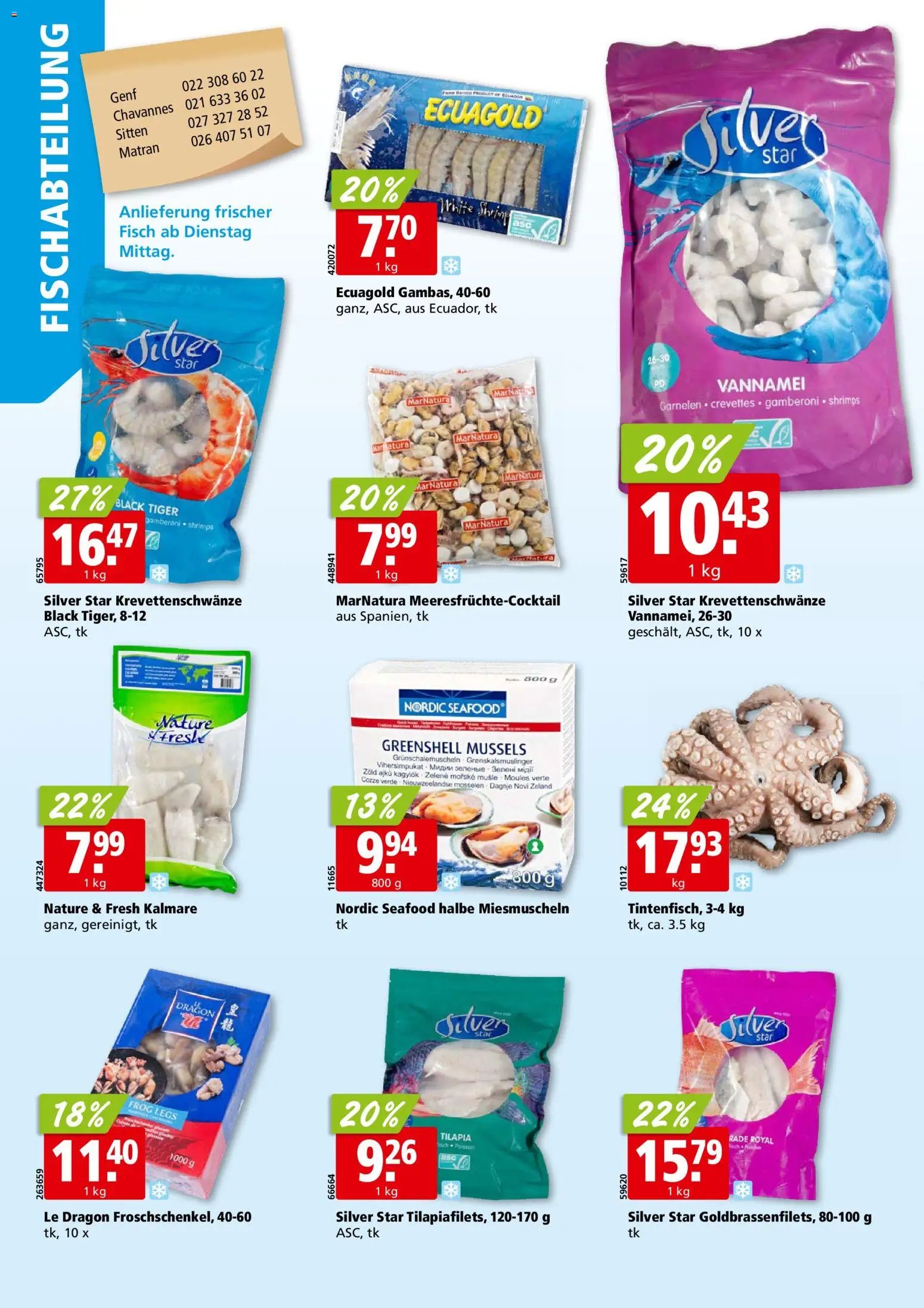 Aligro aktionen Chavannes, Matran, Genf, Sitten
